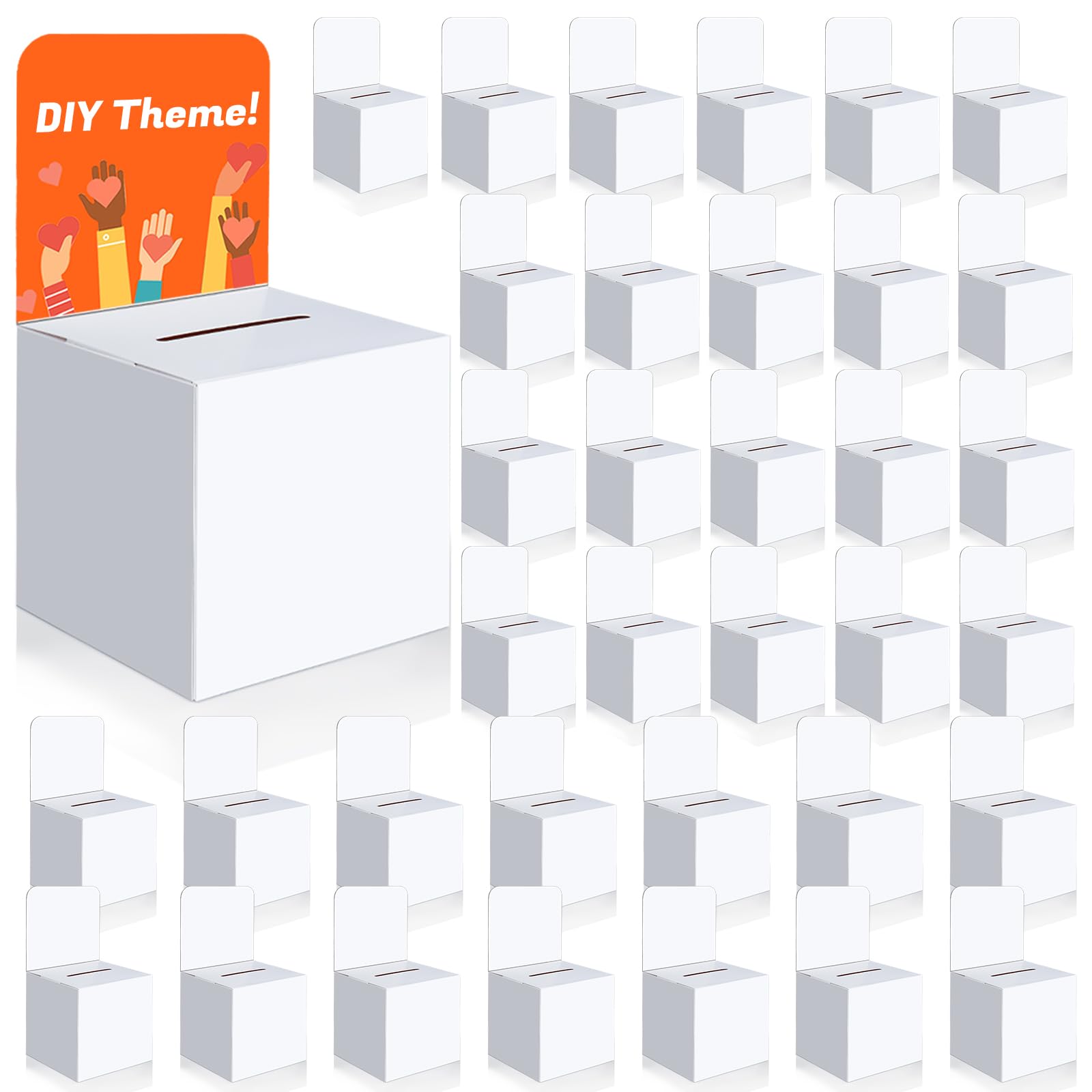 36 Pcs White Cardboard Ballot Boxes for Fundraising, Voting & Donations - Perfect for Events & Contests