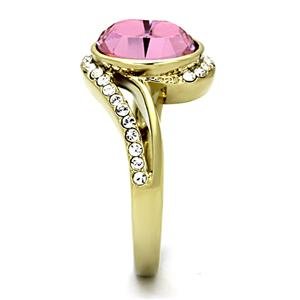 14K Gold Pink Rose Crystal Engagement Ring for Women - Elegant Wedding, Proposal & Anniversary Jewelry Gift