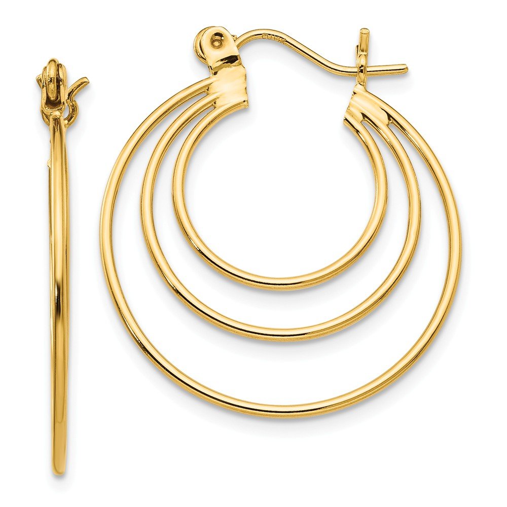 14K Solid Yellow Gold Hoop Earrings for Women - 25mm x 27mm Circle Dangle Earrings | Perfect for Everyday Wear, Parties & Special Occasions