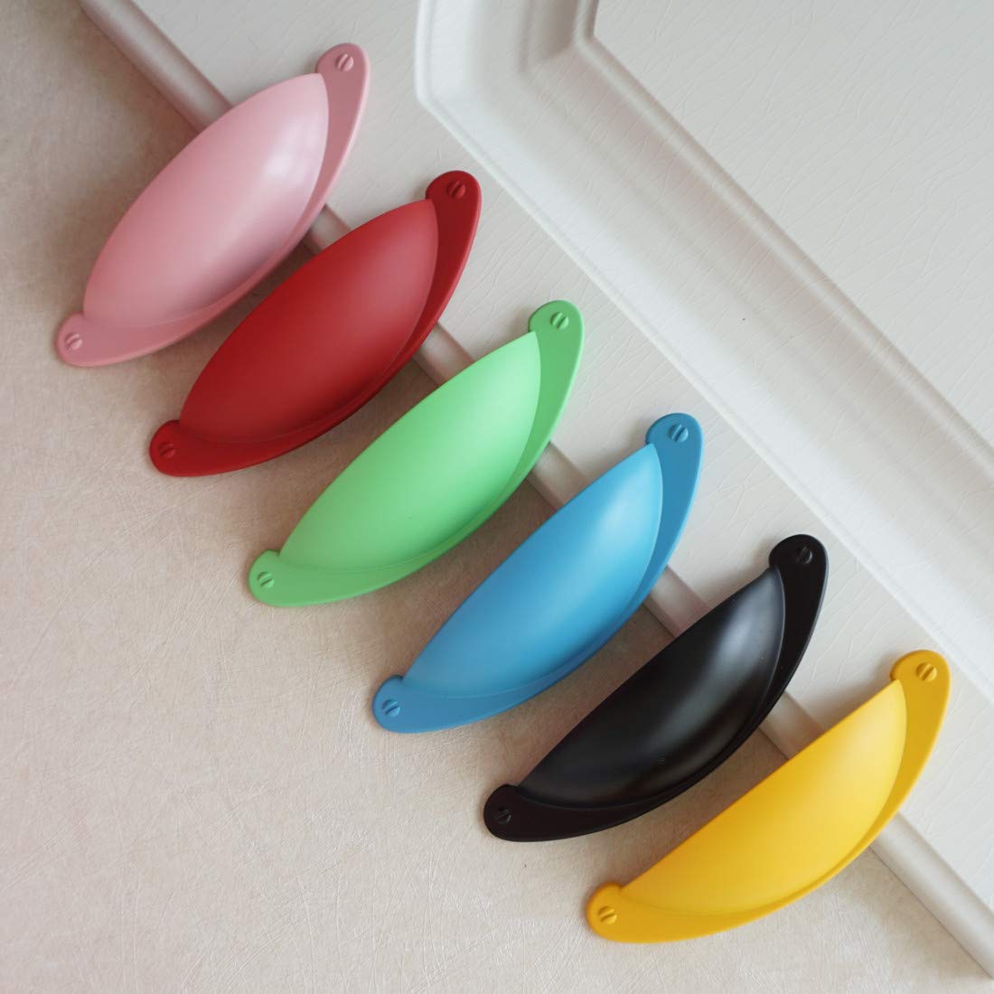 LBFEEL 3 Inch Green Cabinet Knobs - 76mm Drawer Pulls Handles for Dresser, Cupboard & Kids Furniture (Set of 6) - Durable Hardware in Blue, Yellow, Red, Pink, Black & Green - Perfect for Nursery, Bedroom & Kitchen Cabinets