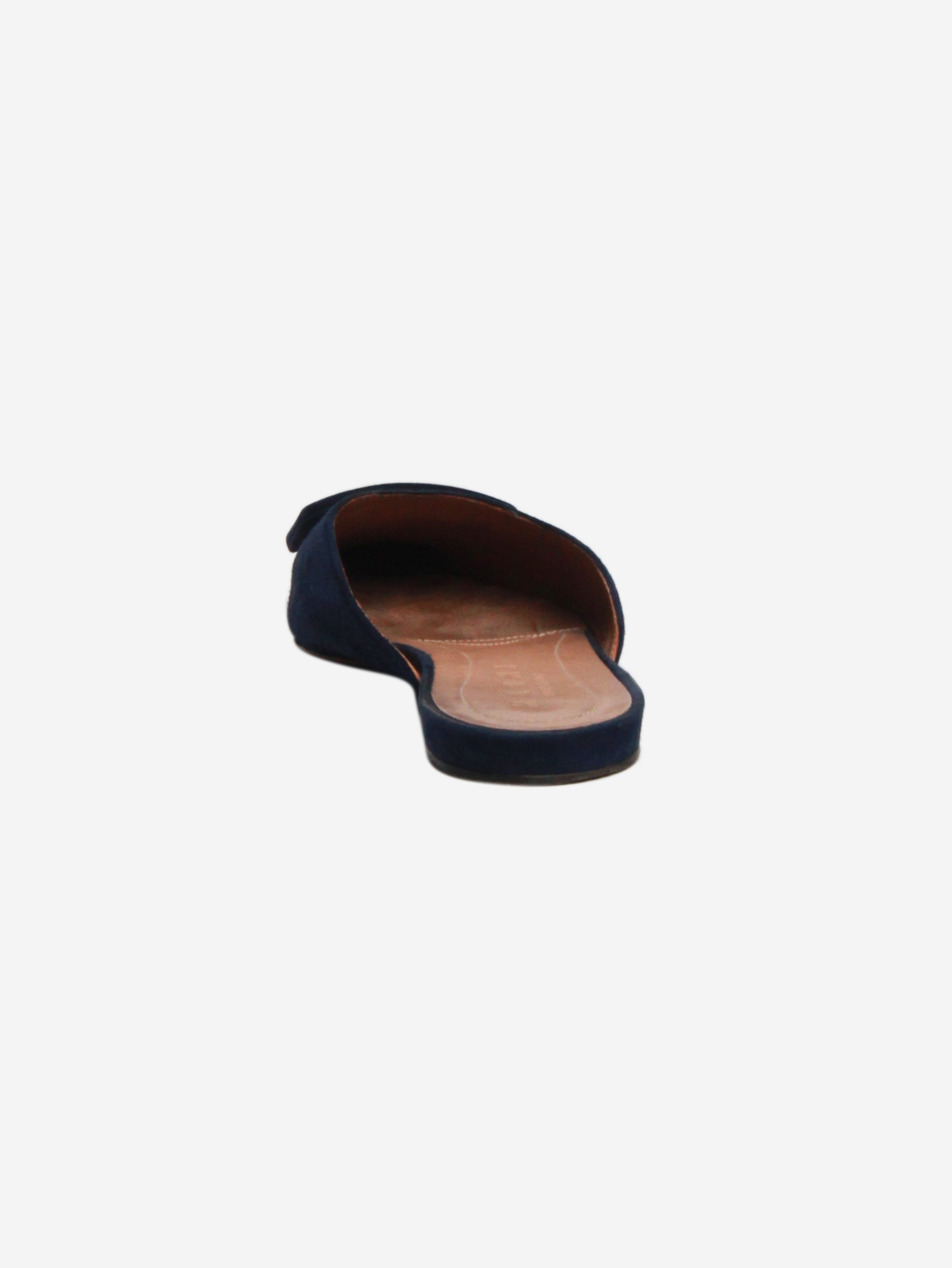 Blue Suede Square Toe Flats Women's Size EU 39.5 (US 9) - Comfortable Casual Shoes for Work, Office & Everyday Wear