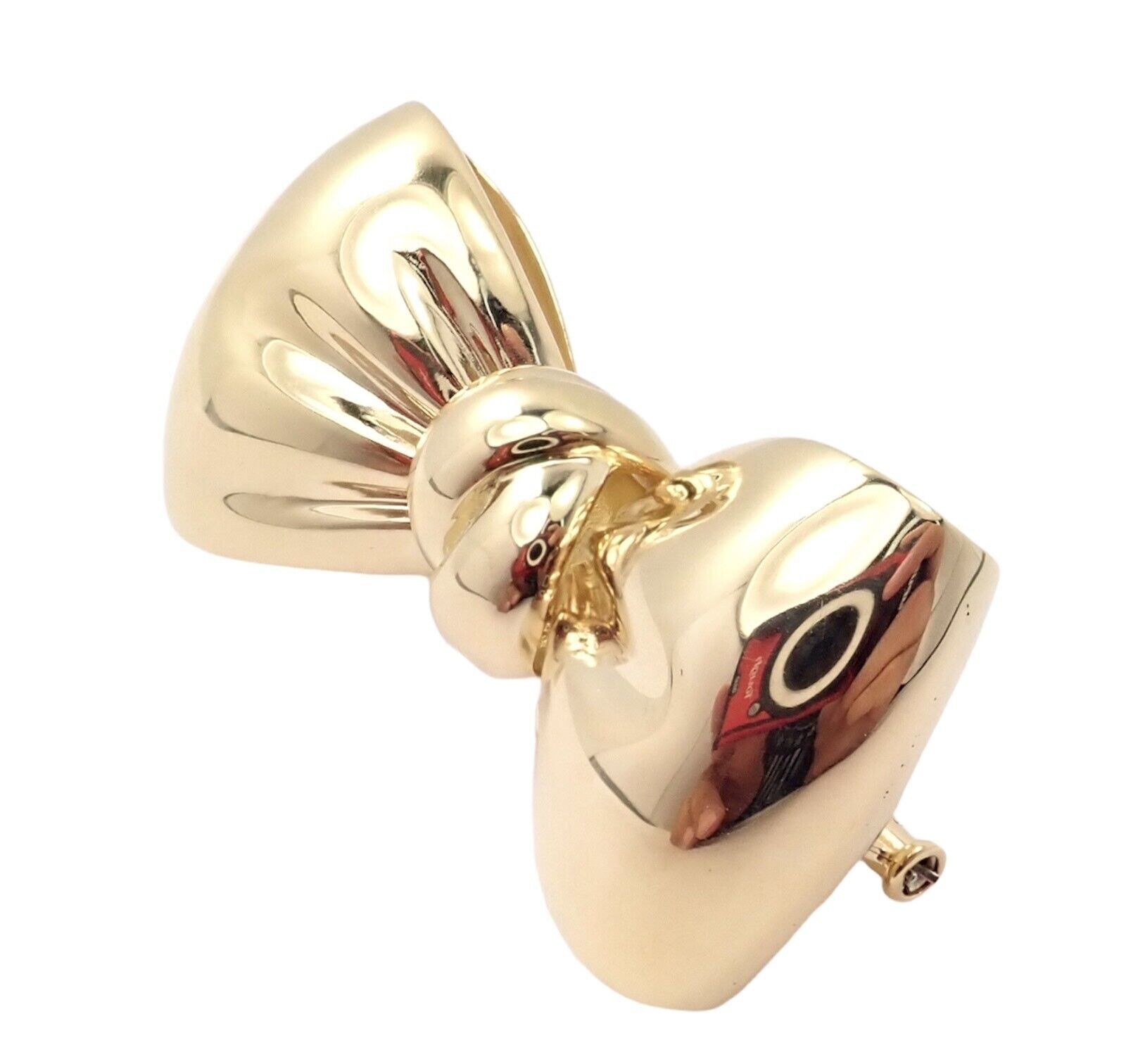 Authentic Van Cleef & Arpels 18k Yellow Gold Bow Pin Brooch - Vintage Luxury Jewelry for Women, Perfect for Weddings & Special Occasions