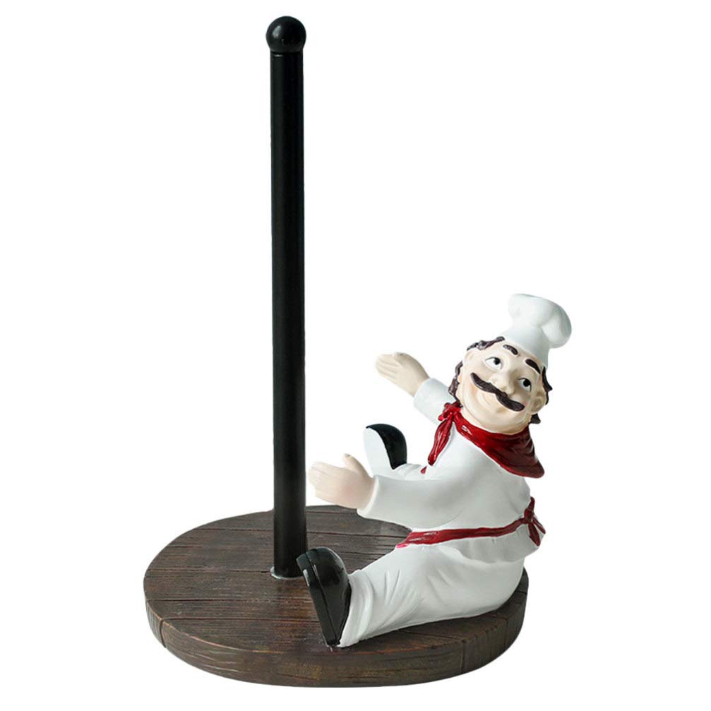 Italian French Chef Figurine Vertical Paper Towel Holder - Rustic Kitchen Countertop Paper Roll Dispenser for Home, Restaurant & Bathroom Decor | Perfect for Farmhouse, Cottage & Vintage Style Kitchens
