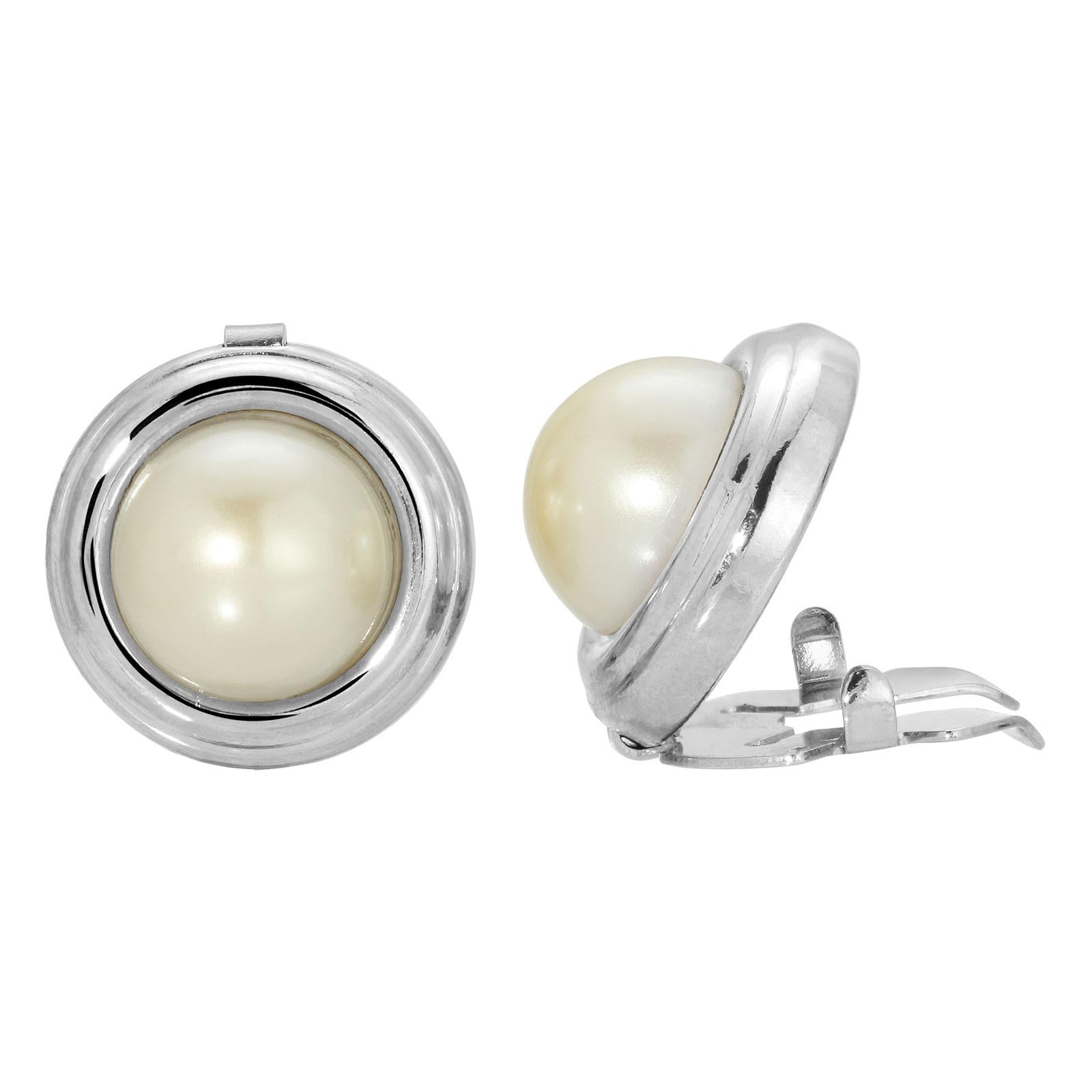 1928 Jewelry CUFF IT! Faux Pearl Round Cufflinks & Button Covers Set - Elegant White Pearl Accessories for Men's Dress Shirts, Perfect for Weddings, Business Meetings & Formal Occasions