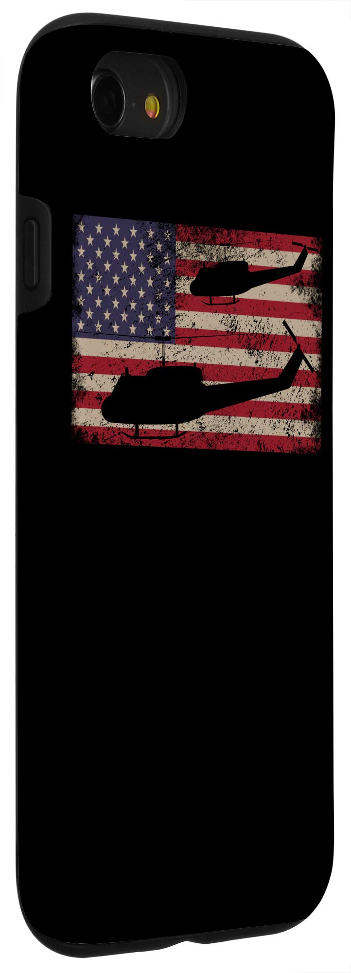 iPhone SE (2020)/7/8 UH-1 Huey Helicopter American Flag Phone Case - Patriotic Military Style Cover for Apple iPhone SE 2nd Gen, iPhone 7 & 8 - Perfect for Veterans Day, Memorial Day & 4th of July Celebrations