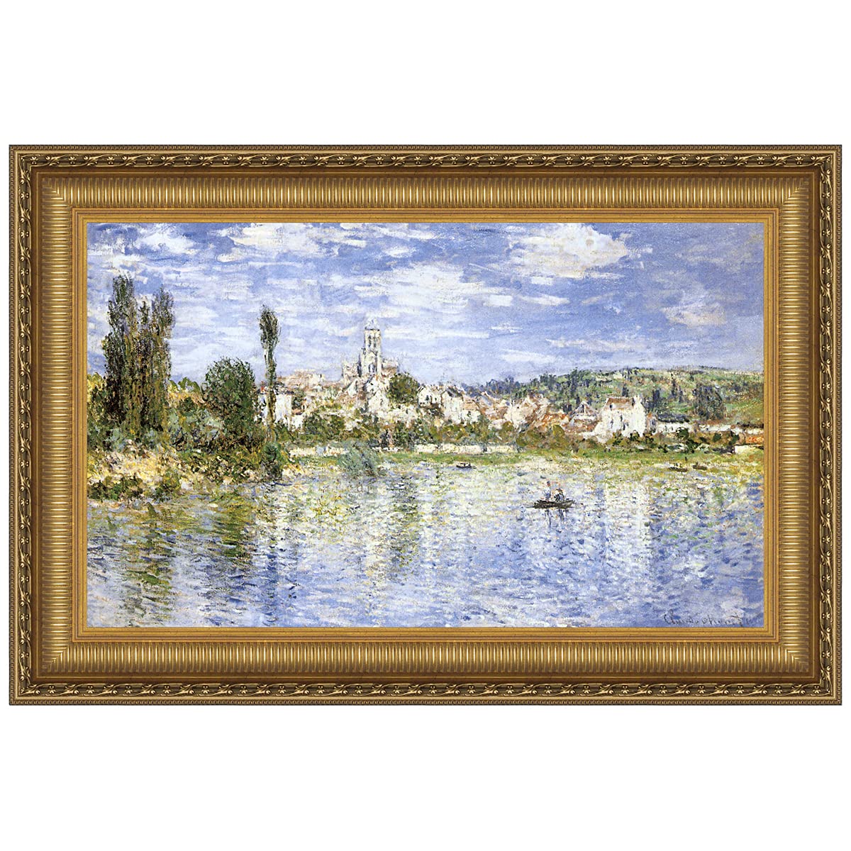 Design Toscano Vetheuil in Summer, 1880 - Hand-Painted Canvas Art Reproduction - Small Wall Decor for Living Room, Bedroom & Office