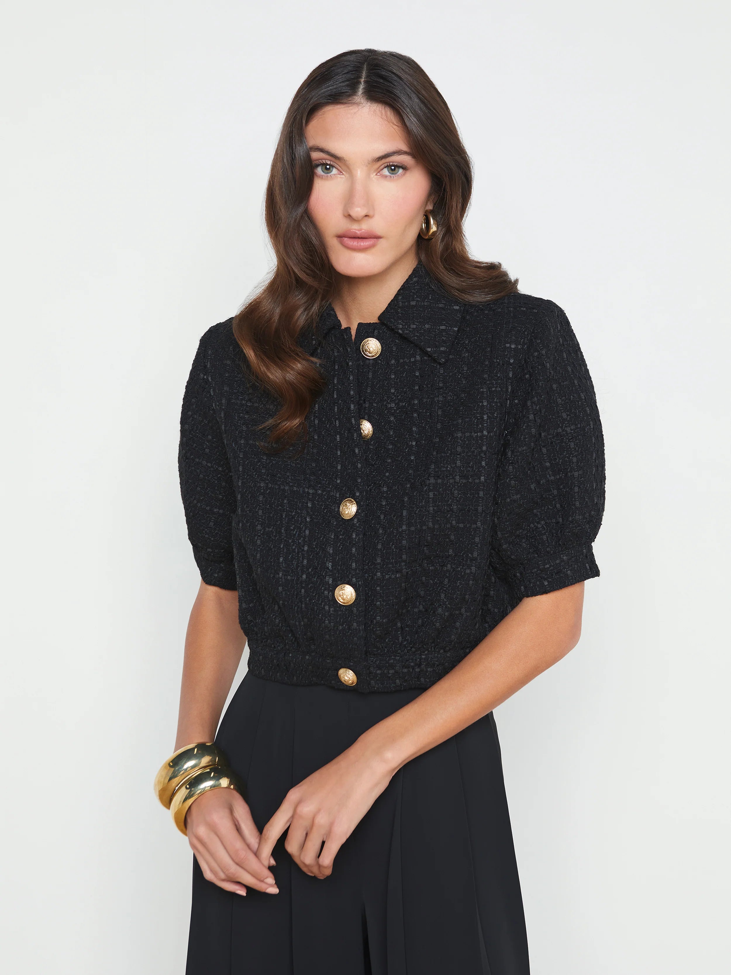 Cove Cropped Tweed Jacket for Women - Black Blazer for Office, Work & Fall Outfits | Stylish Tailored Jacket for Business Casual & Date Night