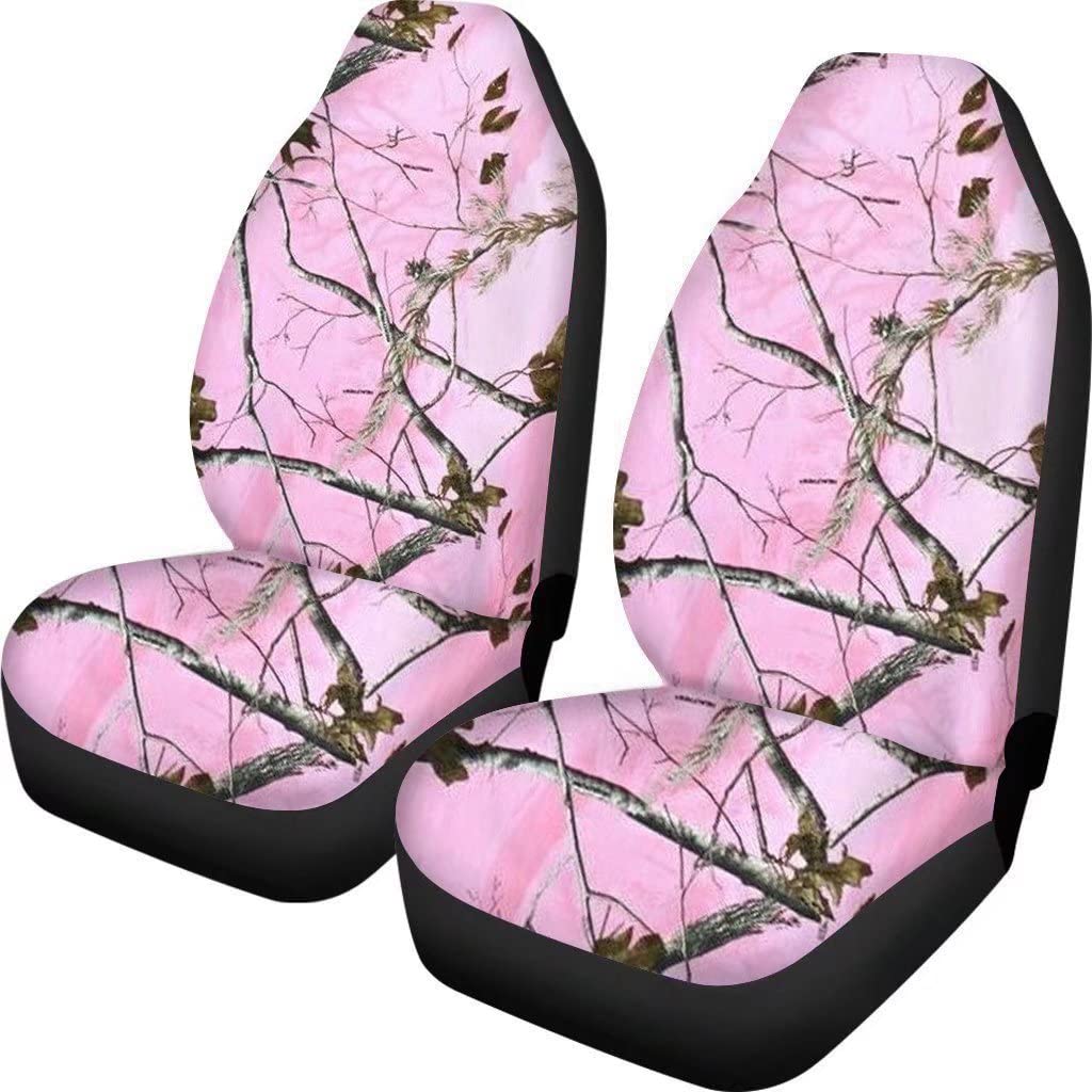 FKELYI Pink Camouflage Hunting Car Seat Covers - Universal Fit for SUV, Truck, Van - Waterproof Vehicle Interior Protector for Off-Road, Camping & Outdoor Adventures