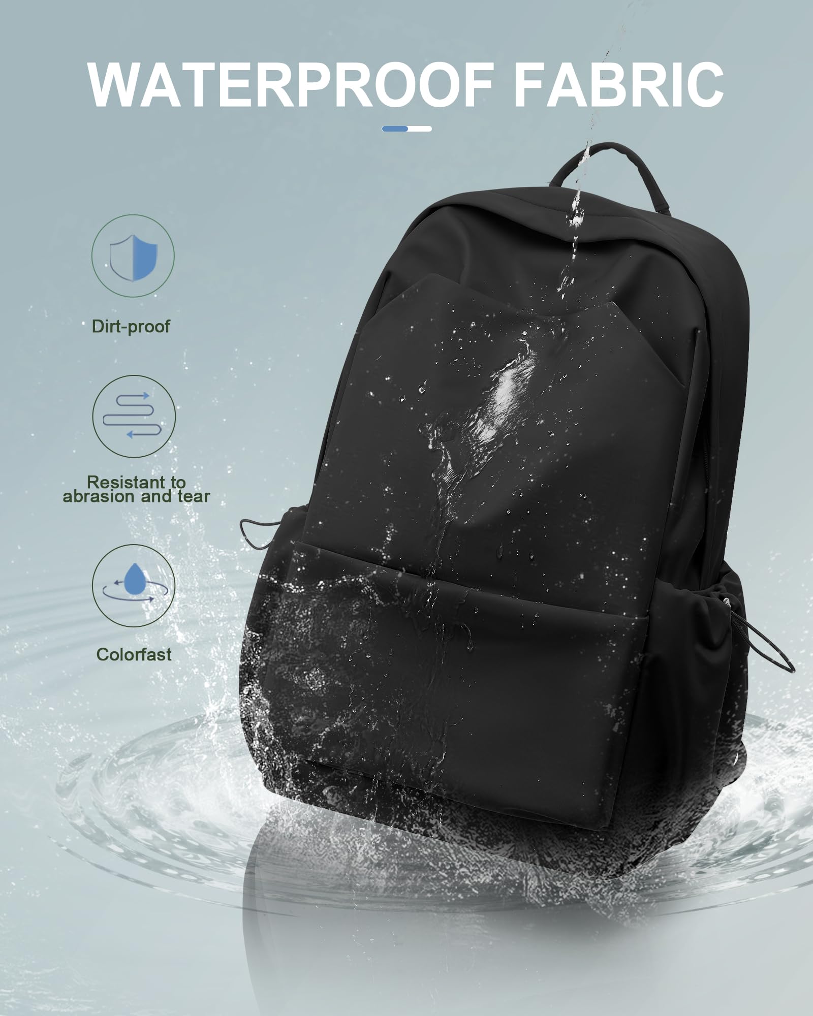 Stylish Black Backpack for Women & Men - Large Lightweight Gym Backpack, Casual Daypack with Laptop Compartment for College, Work, Travel & Outdoor Activities