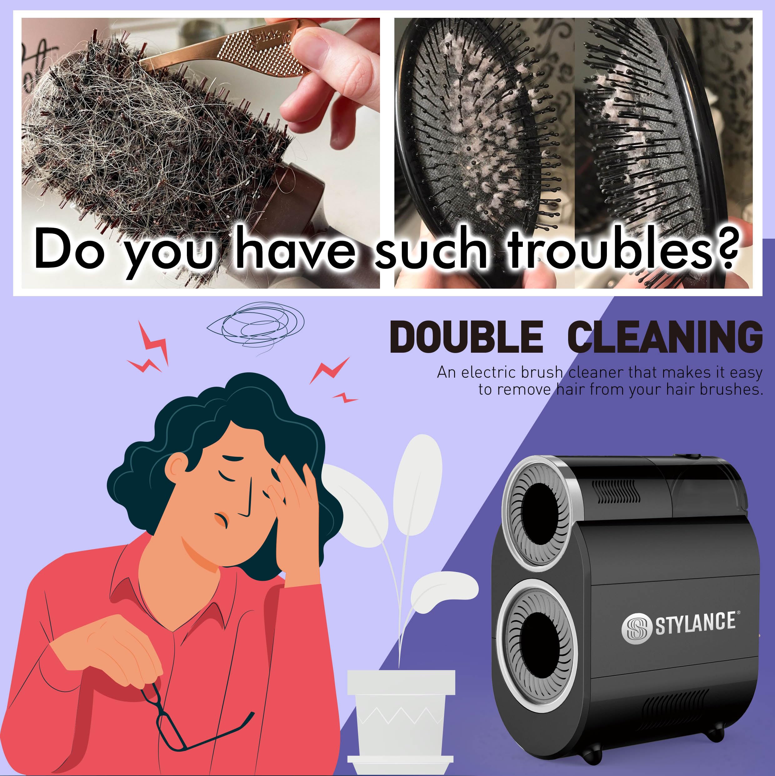Professional Electric Hair Brush Cleaner Machine - Automatic Round Brush Cleaning Tool for Home & Salon, Fast & Portable Hair Dust Remover - Perfect for Stylists & Daily Hair Care