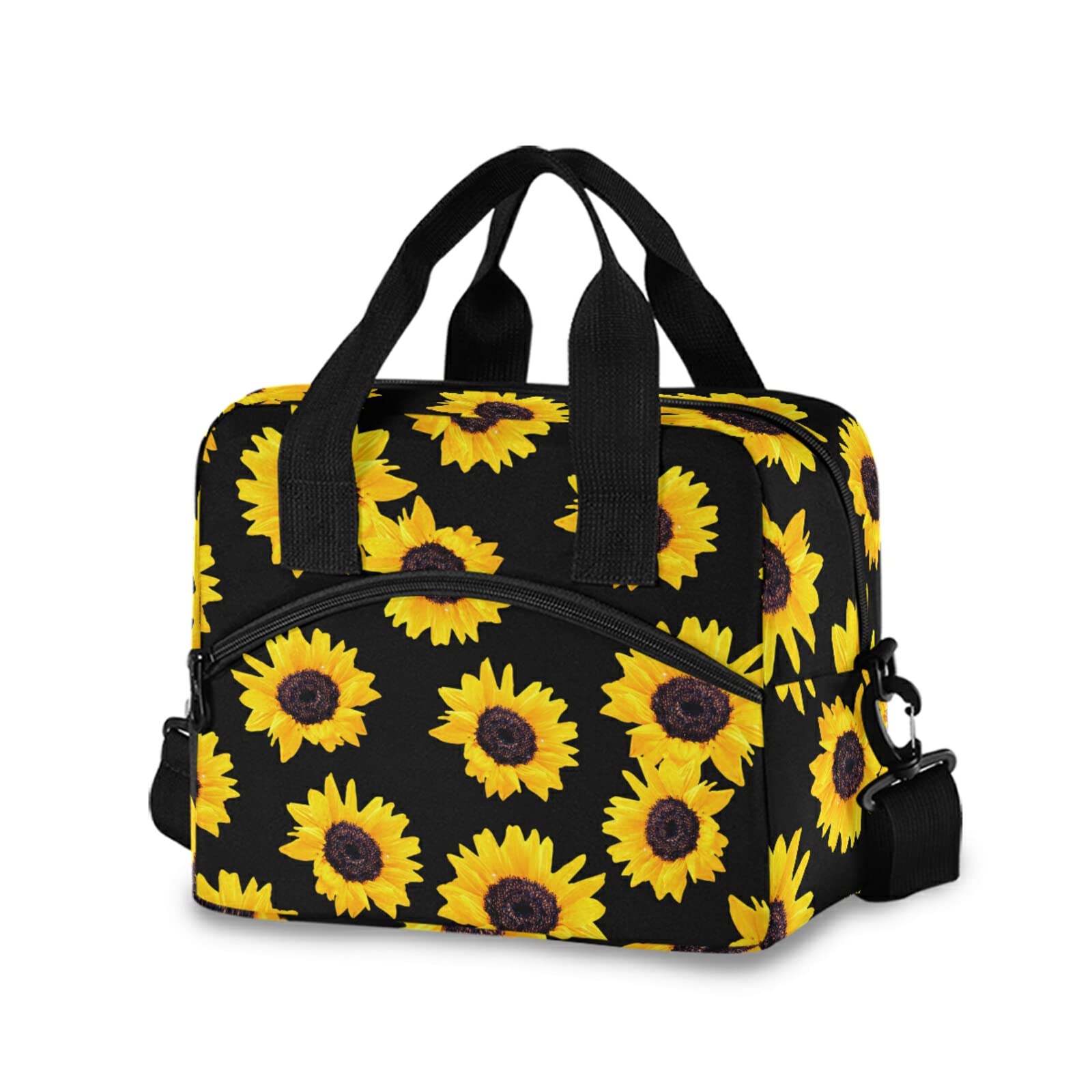 **Sunflower Insulated Lunch Bag - Reusable Leakproof Cooler Tote for Women & Men - Adjustable Shoulder Strap - Perfect for Work, School, Picnic, Camping & Outdoor Activities**
