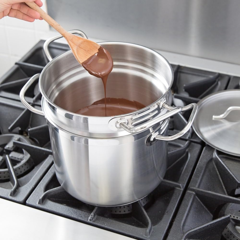 Soro Essentials 8 Quart Stainless Steel Double Boiler with Lid - Professional Melting Pot for Chocolate, Cheese, Butter & Caramel - Perfect for Fondue, Candy Making, Dessert Sauces in Home Kitchens & Restaurants - Ideal for Baking, Cooking & Entertaining