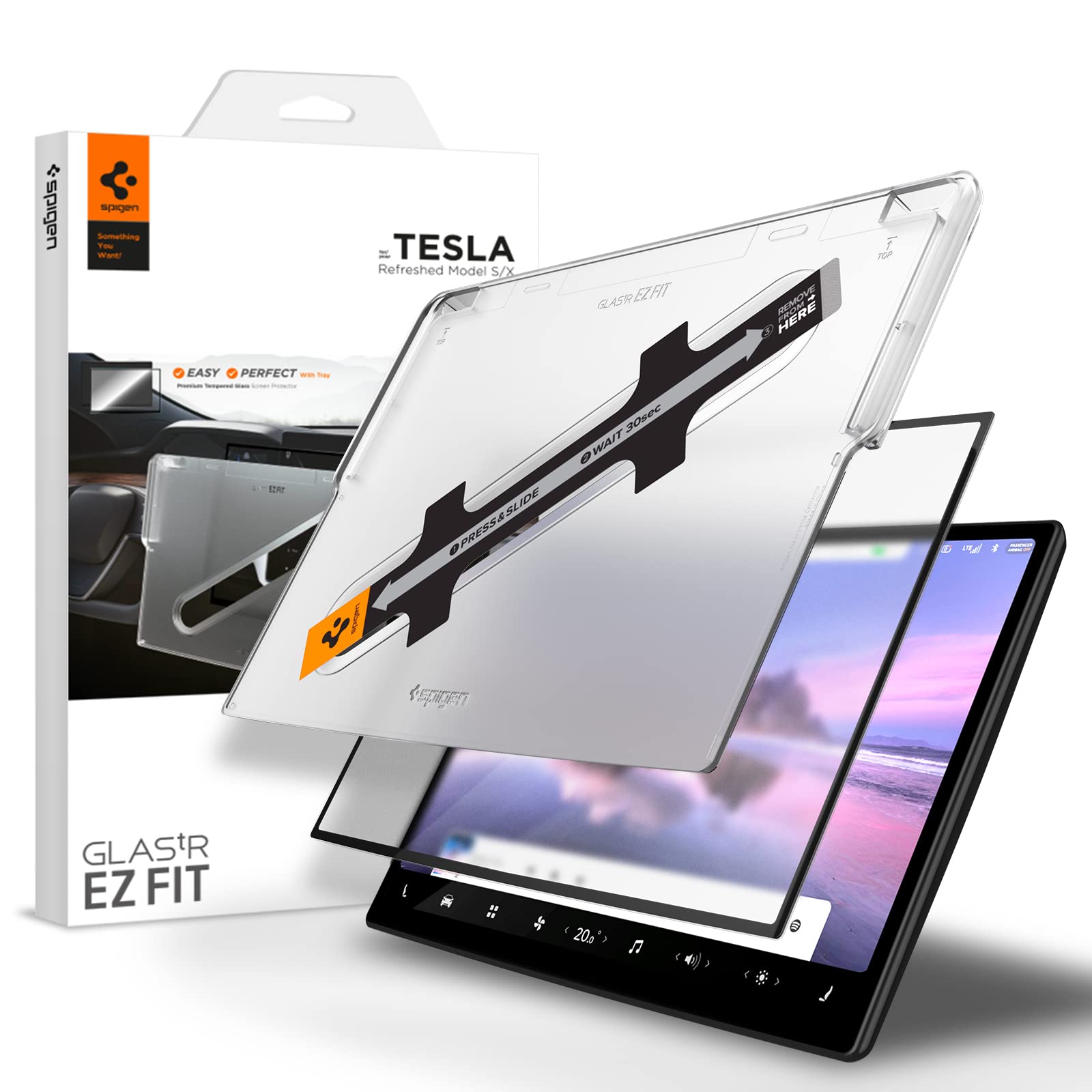 Spigen Tempered Glass Screen Protector for Tesla Model S (2021-2025) & Model X (2022-2025) 17