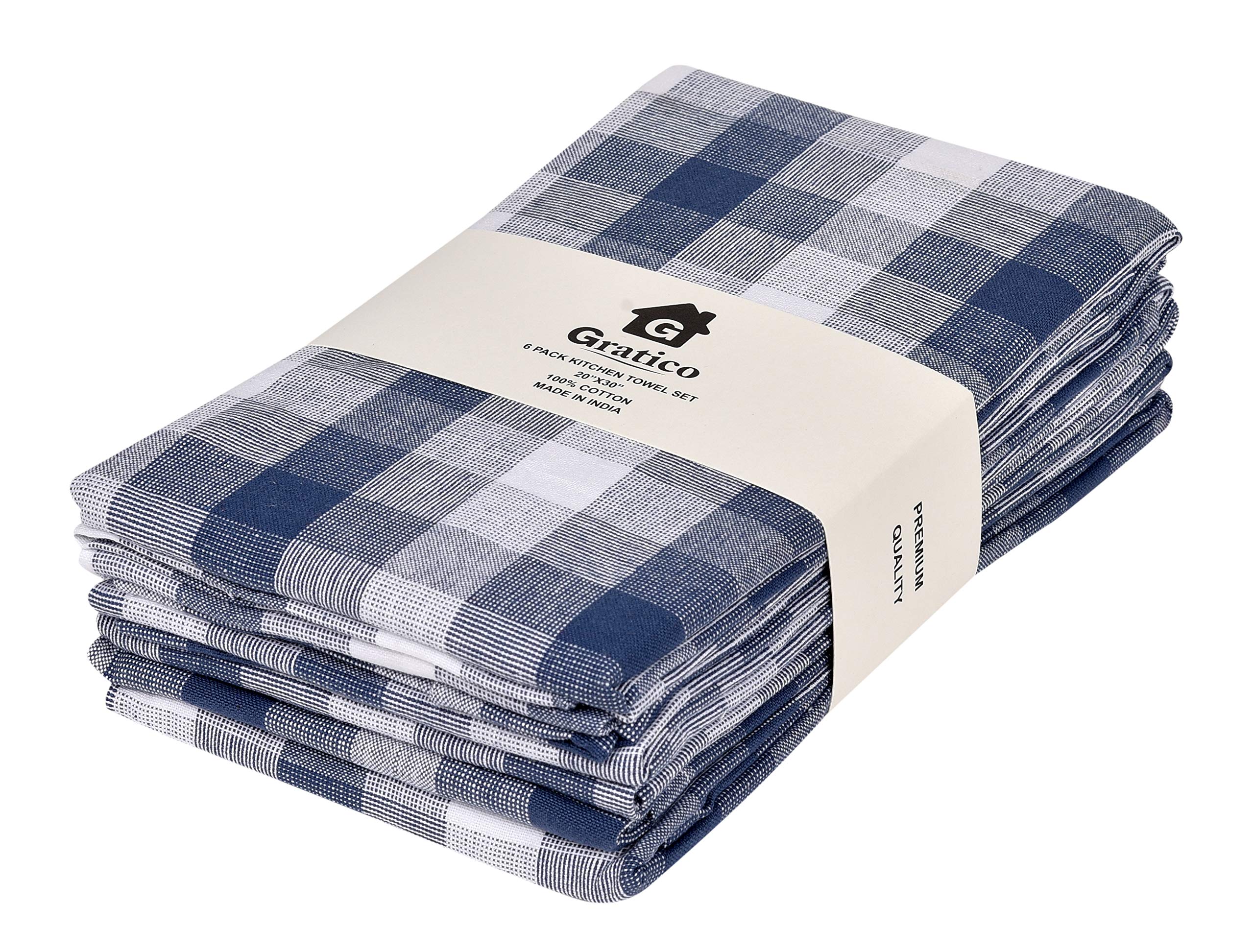 Premium Cotton Kitchen Towels and Dishcloths Set - 6 Pack (20