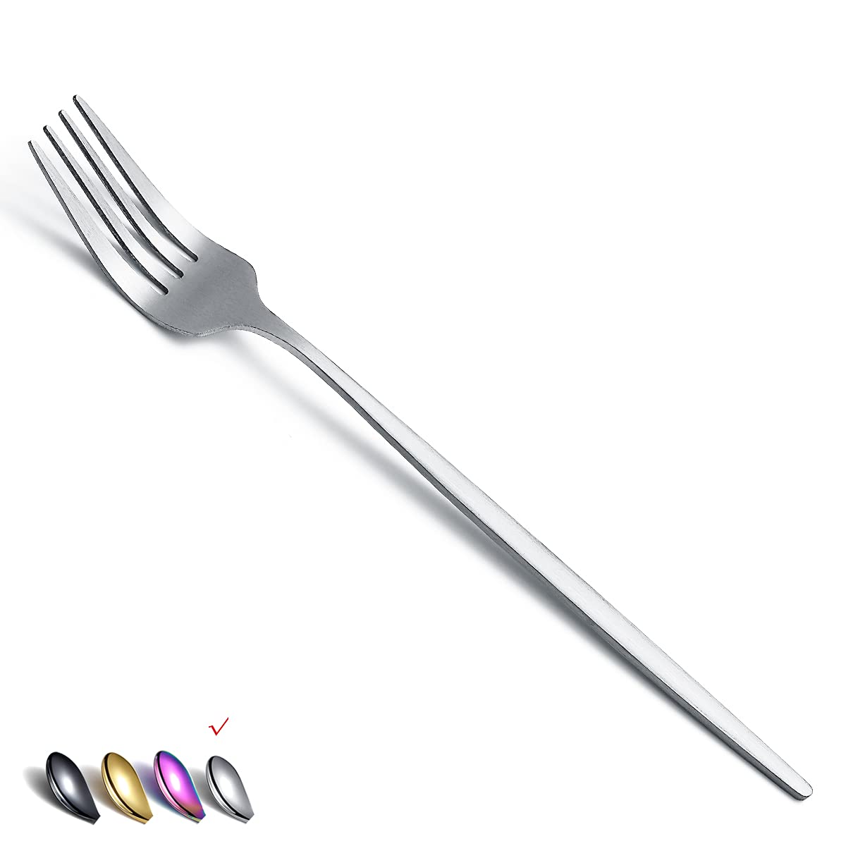 Premium 6-Piece Matte Stainless Steel Dinner Forks Set - Elegant Silverware for Home, Kitchen & Restaurant - Ideal for Dining, Desserts, Salads & Entertaining - Dishwasher Safe (Matte Silver, 8.4 Inch)