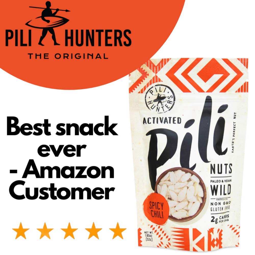 Pili Hunters Spicy Chili Pili Nuts - Keto Friendly, Low Carb, Gluten Free, No Sugar Added Superfood Snacks - Shark Tank Featured - Perfect for On-the-Go Energy & Healthy Lifestyle