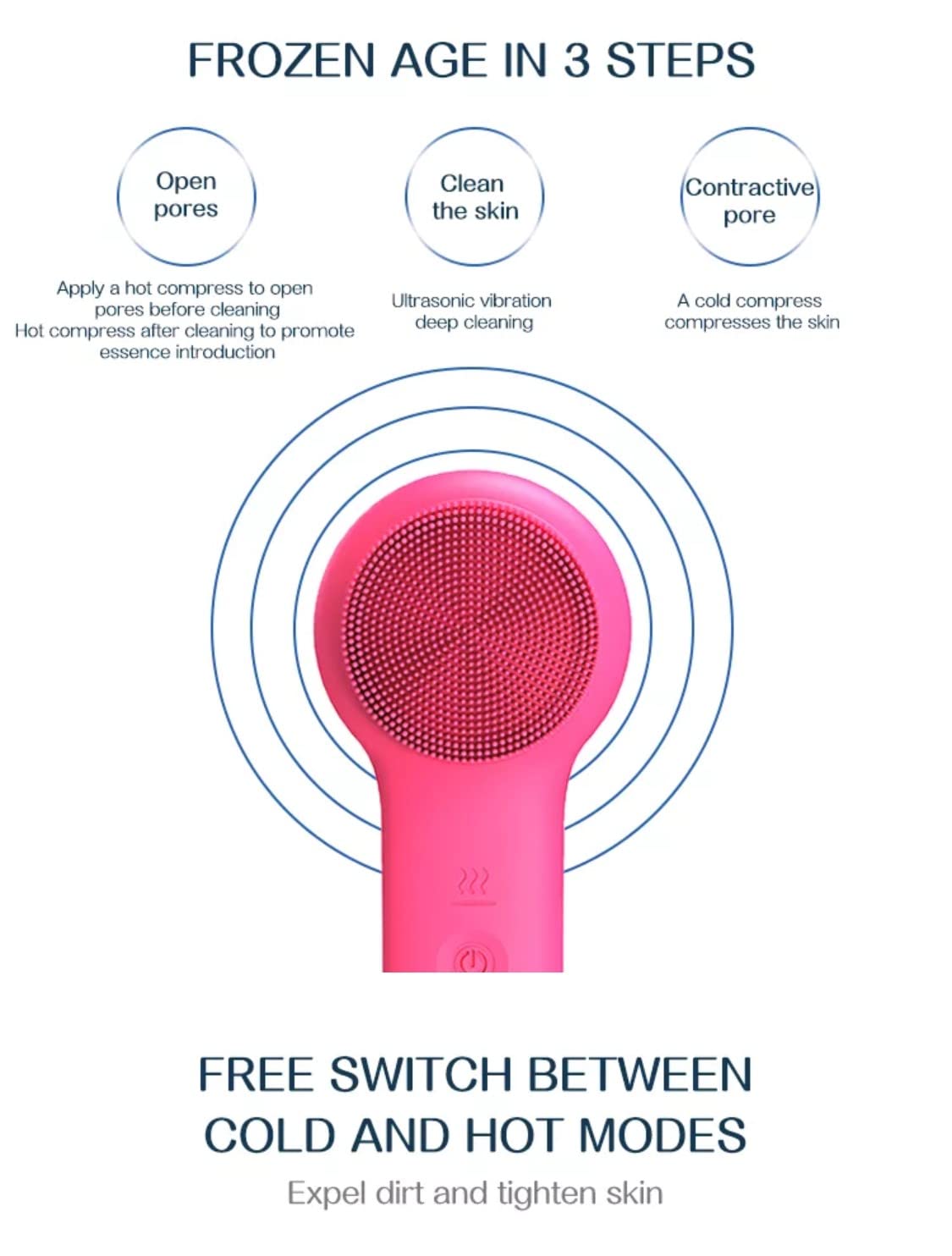 Rechargeable Silicone Facial Cleansing Brush with Hot & Cold Therapy - Pore Cleanser & Vibration Massager for Deep Skin Exfoliation - Perfect for Daily Skincare Routine & Spa Treatments at Home