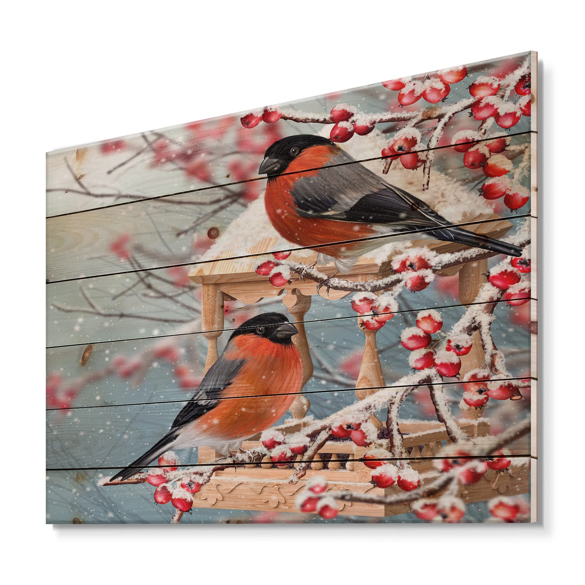 Traditional Wood Wall Decor - Red Wood Art with Animals for Home & Office