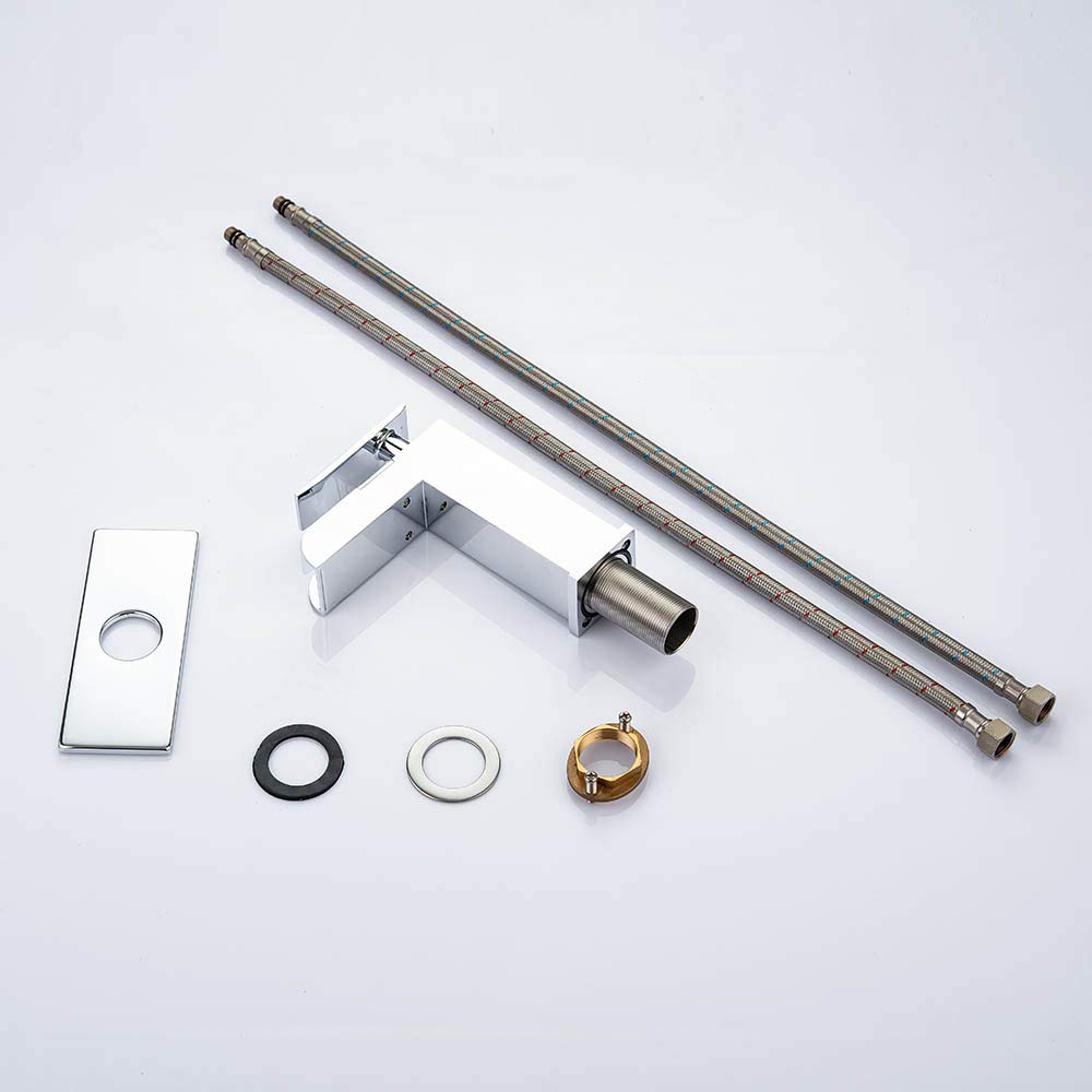 Solid Brass Waterfall Bathroom Faucet - 1/3 Hole Deck Mount for Vanity & RV Sink - Polish Chrome Finish for Modern Bathrooms