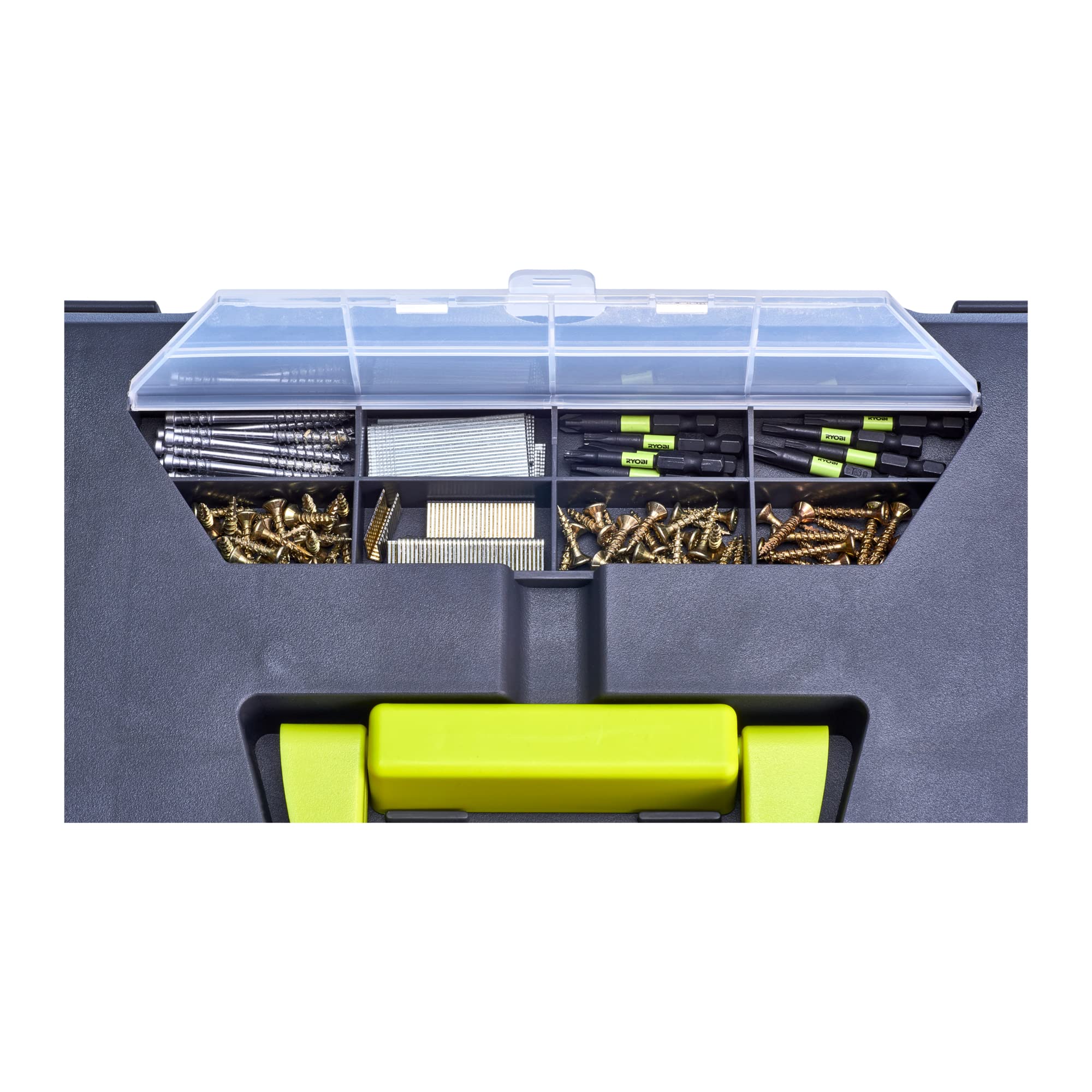 RYOBI RTB22INCH 22-Inch Heavy Duty Plastic Toolbox (Single) - Green, Portable Storage for Tools, DIY Projects & Home Organization - Perfect for Garage, Workshop & Job Site Use