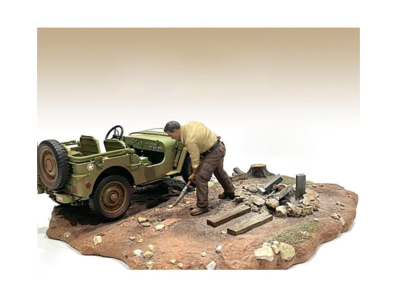 1/18 Scale 4X4 Mechanic Figure - Realistic Diecast Model for RC Cars & Trucks by American Diorama - Perfect for Off-Road Dioramas, Model Displays & Collector Scenes