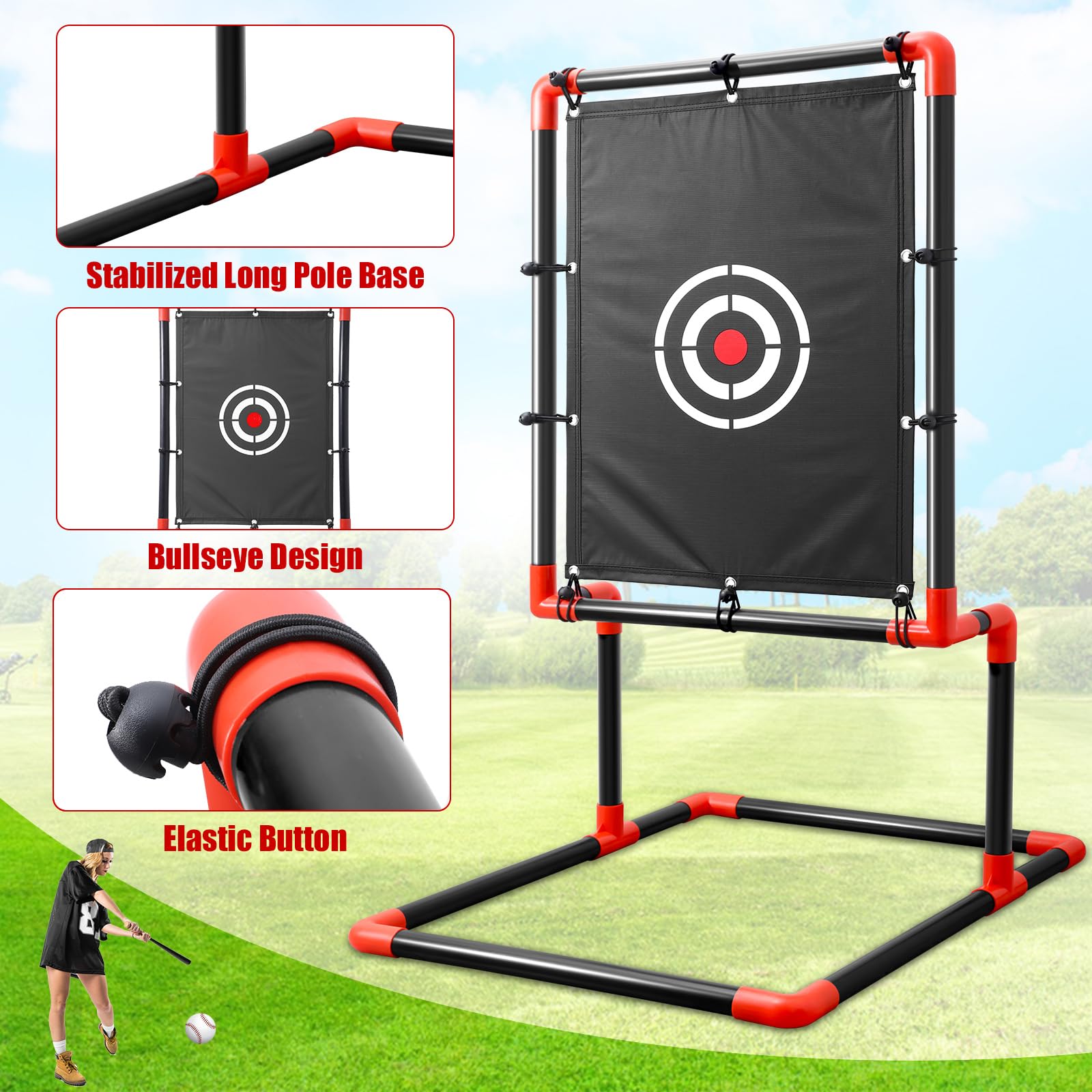 Adjustable Blitzball Strike Zone Target for Baseball & Softball Pitching Training - Perfect for Plastic Balls - Ideal for Backyard Practice, Batting Cages & Youth Training Sessions