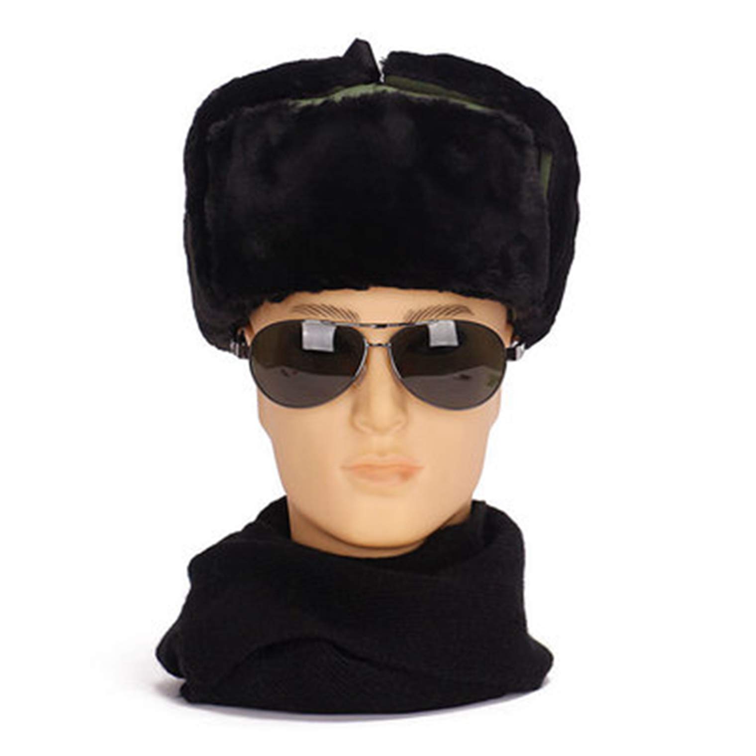 SANOMY Unisex Bomber Trooper Trapper Hat - Winter Warm Fleece Fur Hat for Men & Women - Cozy Solid Color Thick Hats for Outdoor Activities, Skiing, Snowboarding & Cold Weather Protection