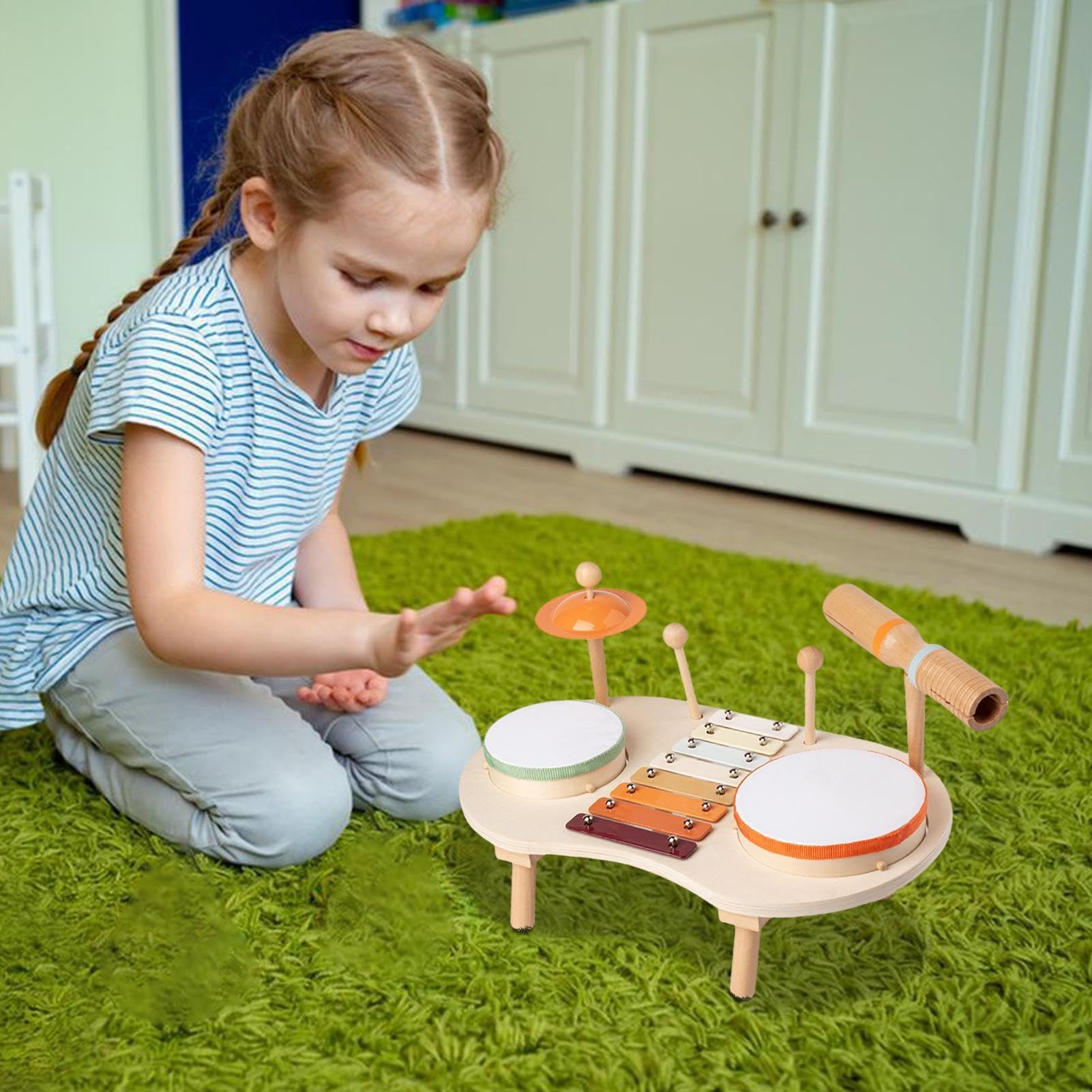 Wooden Drum Set for Kids - Musical Instrument Toy for Toddlers 1-3 Years Old | Preschool Learning & Educational Toy | Perfect for Birthday Gifts, Classroom Activities & Early Childhood Development