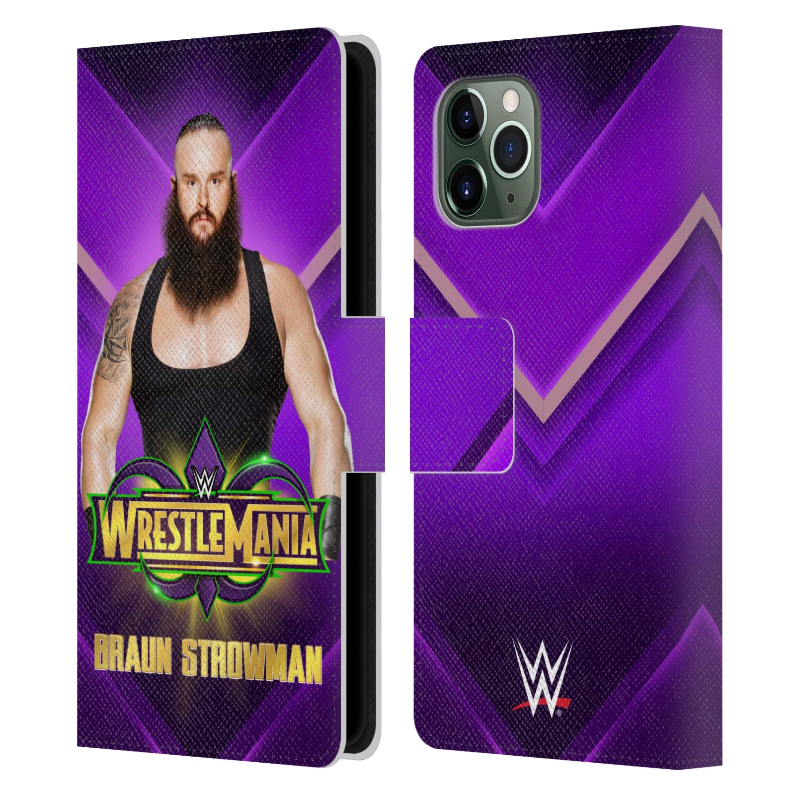 Head Case Designs WWE Braun Strowman Wrestlemania 34 Leather Wallet Case for iPhone 11 Pro - Perfect for Wrestling Fans & Daily Use