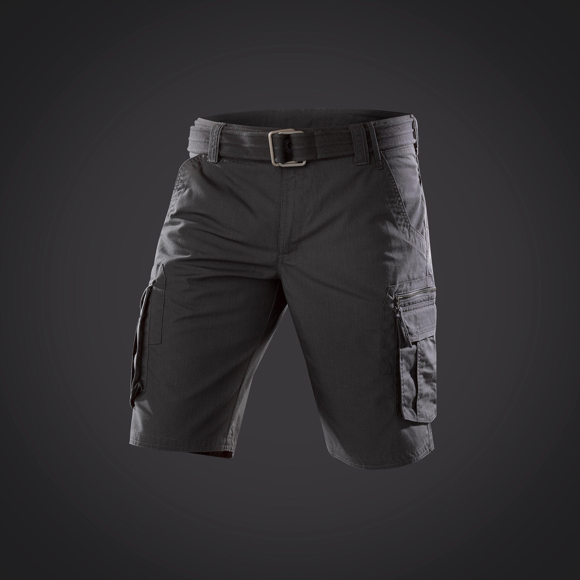 Forclaz Men's Travel 100 Cargo Shorts - Lightweight Quick-Dry Hiking Shorts with Multiple Pockets for Outdoor Adventures, Camping & Travel