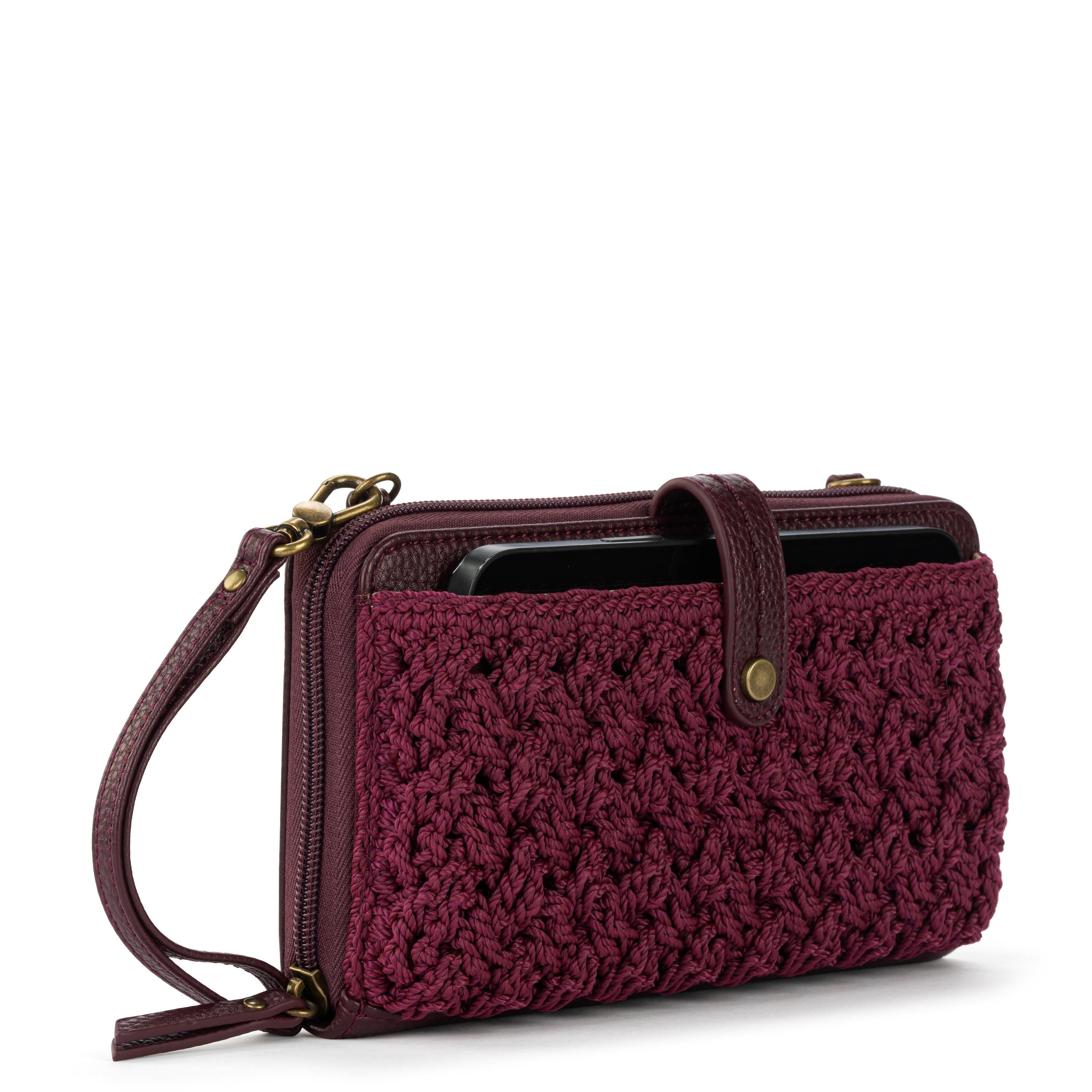 Hand Crochet Iris Smartphone Wallet - Black Cherry Cozy Weave | Stylish & Protective Phone Case for Everyday Use, Travel & Gifts