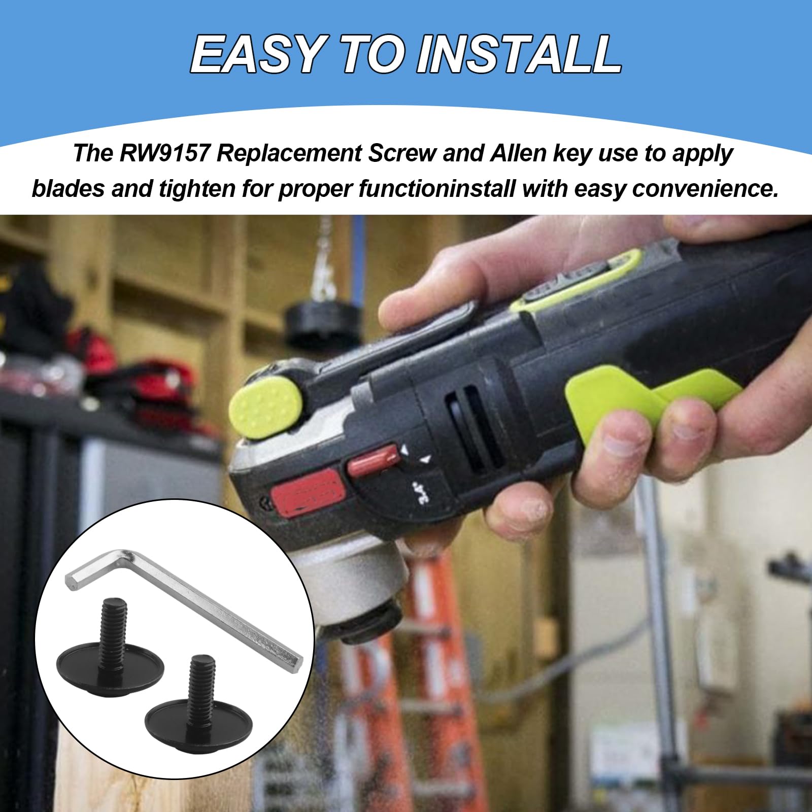 Rockwell Sonicrafter Replacement Fastening Kit (RW9157) - Includes 2 Screws & 1 Allen Key | Compatible with RK5100K, RK5108K, RK5112K, RK2514K2 Oscillating Multitools | Perfect for DIY Home Repairs, Woodworking & Professional Renovations