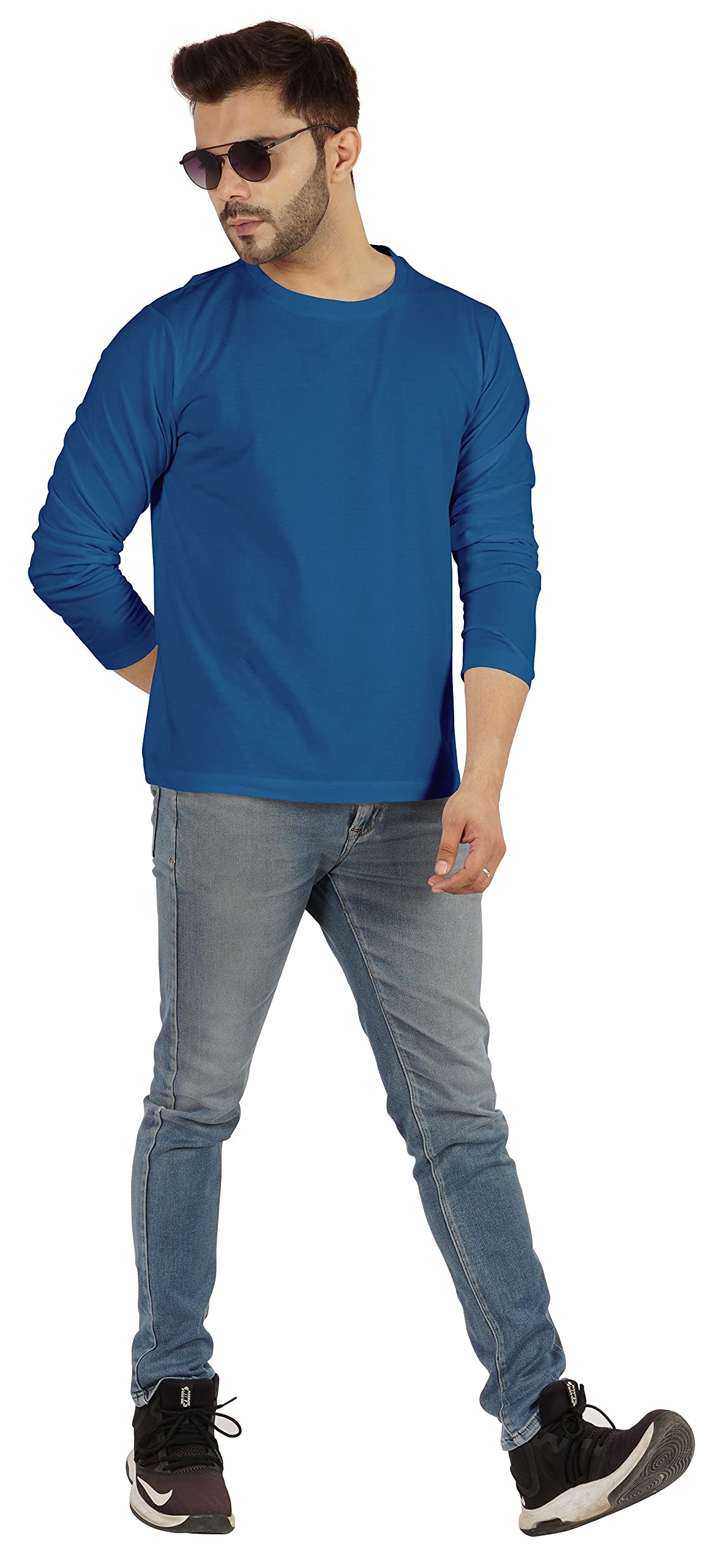 Inkmeso Men's Long Sleeve Cotton T-Shirt - Lightweight Basic Solid Color Casual Shirt for Everyday Wear, Work & Outdoor Activities
