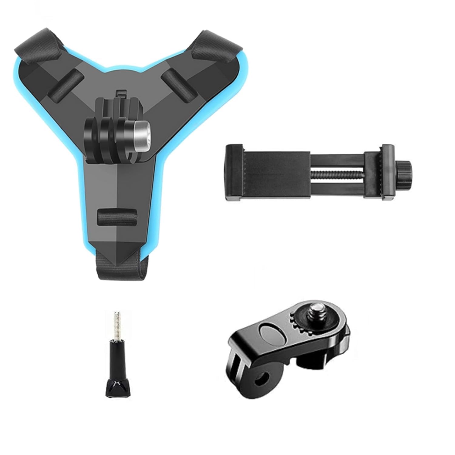 Multipurpose Helmet Chin Strap Mount with Phone Holder Clip & Screw - Compatible with GoPro Hero 9/8/7/6, SJCAM, Yi, DJI Osmo Action & Smartphones - Perfect for Cycling, Motorcycling & Action Sports Recording