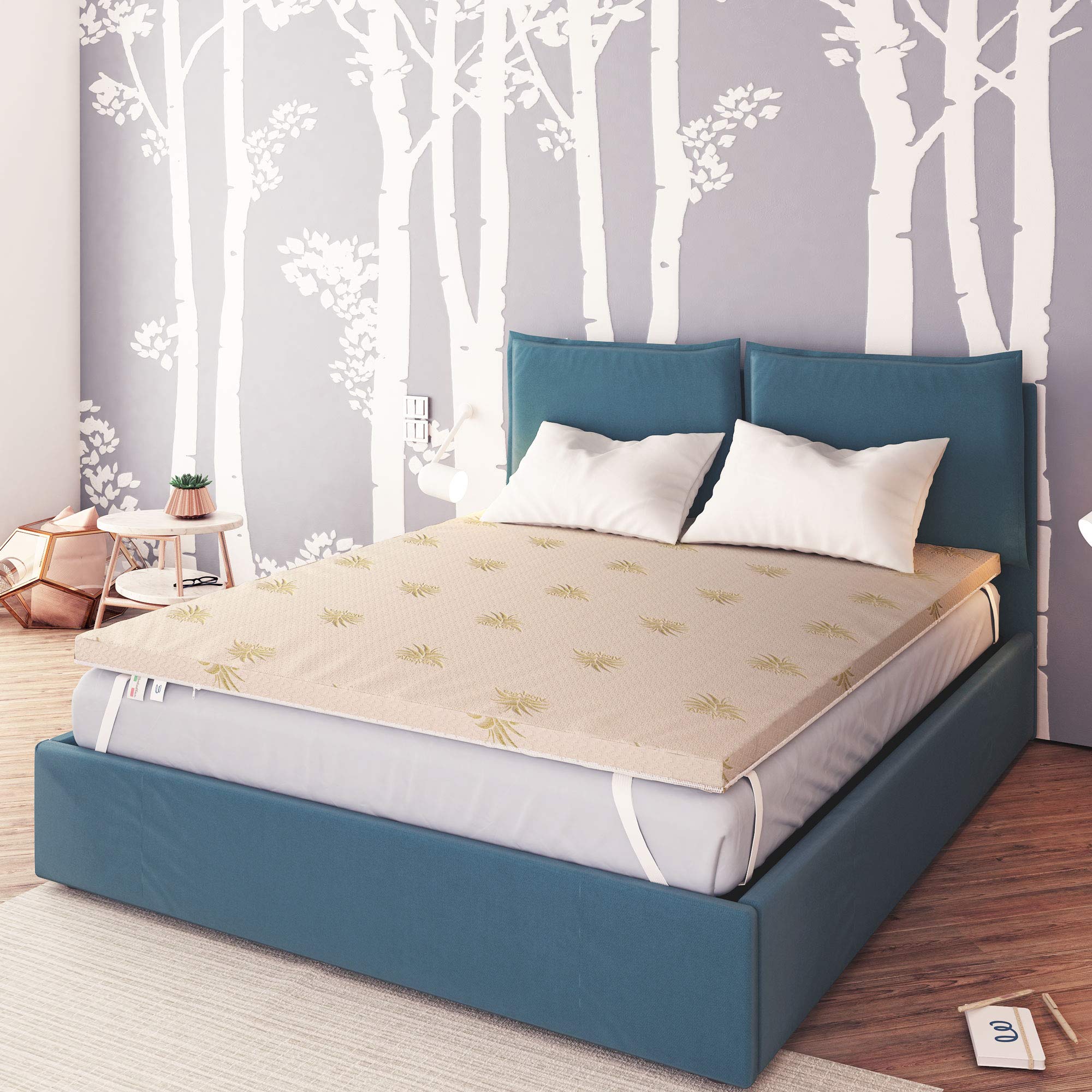 Baldiflex Emporio Topper - 8cm Thick Viscoelastic Memory Foam Mattress Topper, Square & Half Size (120x190cm), Fresh Wave Technology, Removable Aloe Vera Cover, Breathable & Ergonomic, Anti-Dust Mite - Perfect for Back Pain Relief & Enhanced Sleep Comfort