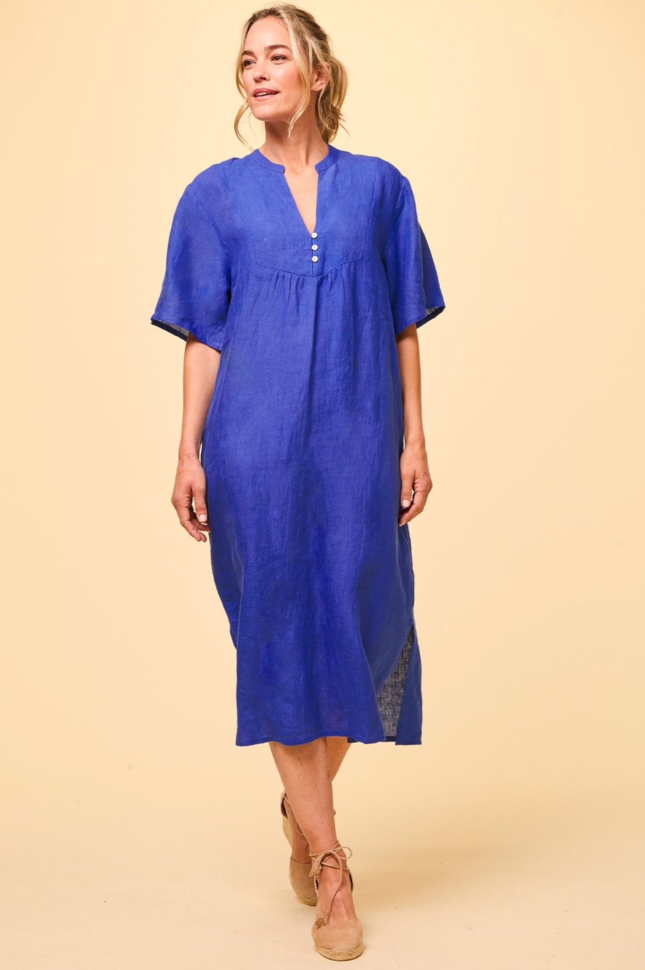 Ithaca Linen Dress for Women - Cobalt Blue Summer Maxi Dress | Breathable & Comfortable Casual Dress for Beach, Vacation, and Everyday Wear