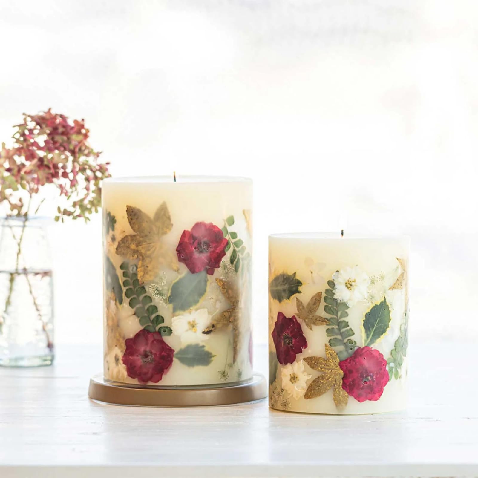 Rosy Rings Botanical Candle - Red Currant Cranberry Scent | Luxury Aromatherapy Soy Wax Candle with Lemon, Cranberry, Currant, Cedar & Ginger Notes | 200-Hour Burn Time, 6.5