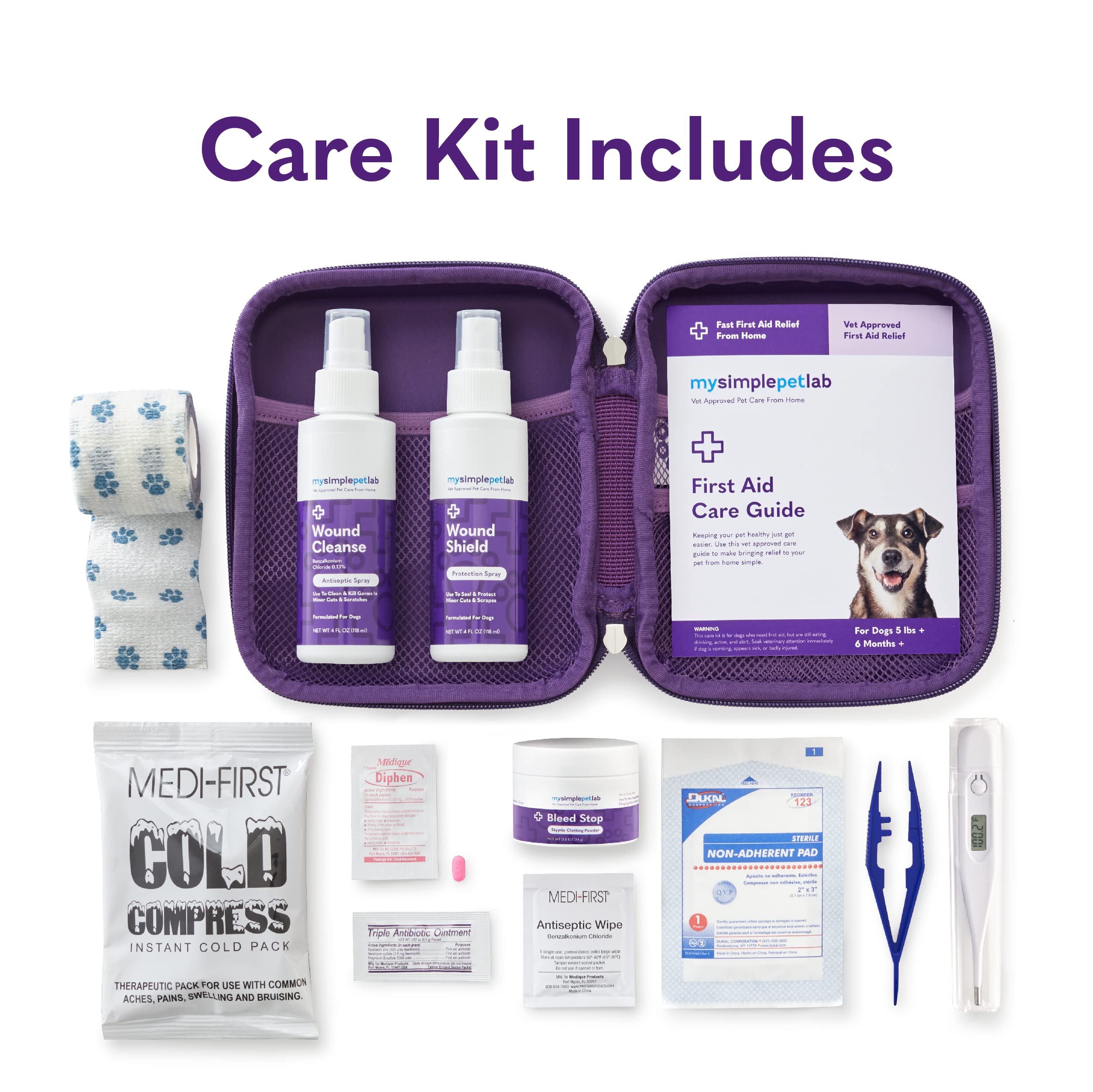 MySimplePetLab Dog First Aid Kit - Essential Pet Medical Supplies for Travel, Wounds, Cuts & Minor Injuries | Compact Emergency Care for Dogs at Home, Hiking or Road Trips