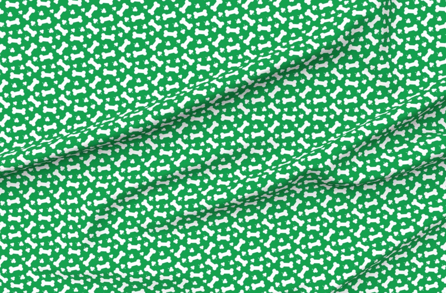 Dog Treat Bones & Shamrocks St. Patrick's Day Print Velvet Fabric by Spoonflower - Green Irish Shamrock Upholstery Material for Home Decor, Apparel & Crafts (Perfect for DIY Pillows, Curtains & Pet Accessories)