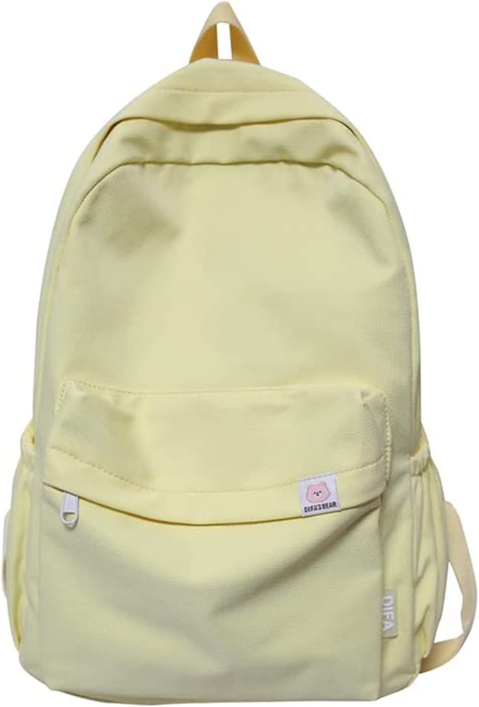 Cute Sage Green Backpack for School | Kawaii Aesthetic Backpack for Teen Girls | Lightweight Durable Bookbag for High School & College | Perfect for Class, Travel & Everyday Use (Yellow)