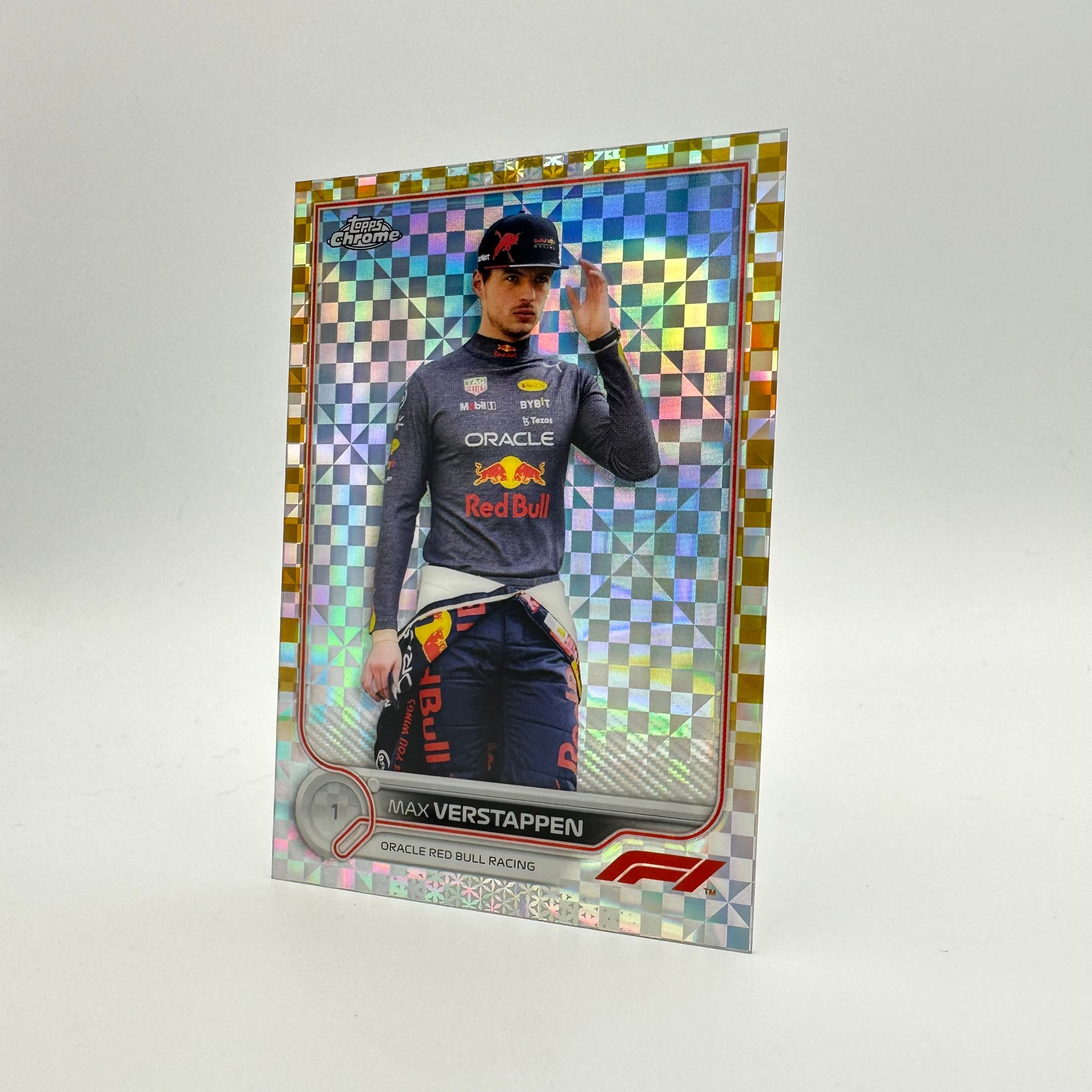 2023 Max Verstappen #2 Gold Checker Flag Refractor Trading Card - Limited Edition Collectible for Formula 1 Fans, Sports Memorabilia Display & Racing Enthusiast Gift