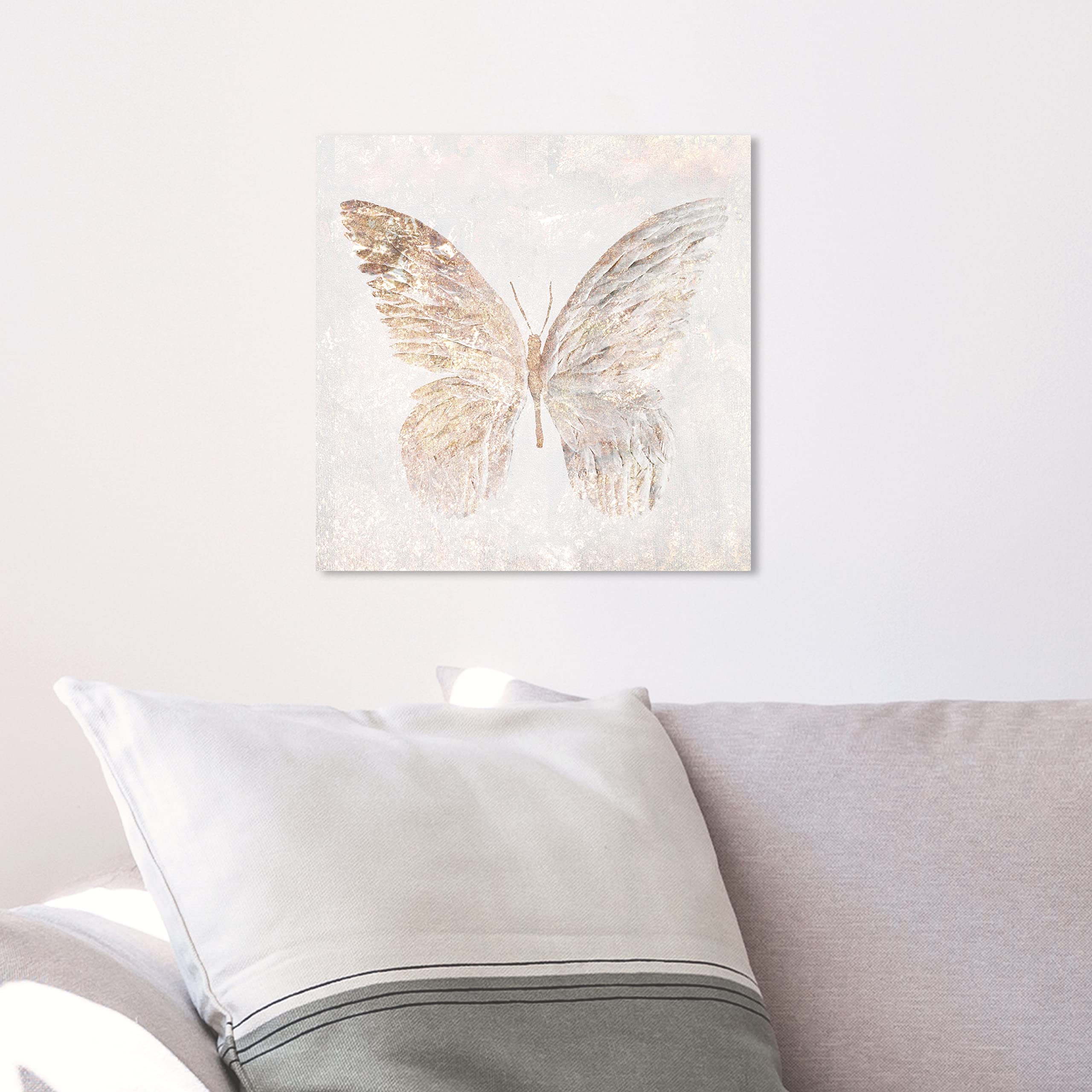 Golden Butterfly Glimmer Canvas Wall Art Print - 12x12 Inches Modern Animal Home Decor by Oliver Gal Artist Co | Perfect for Living Room, Bedroom & Office Decorations