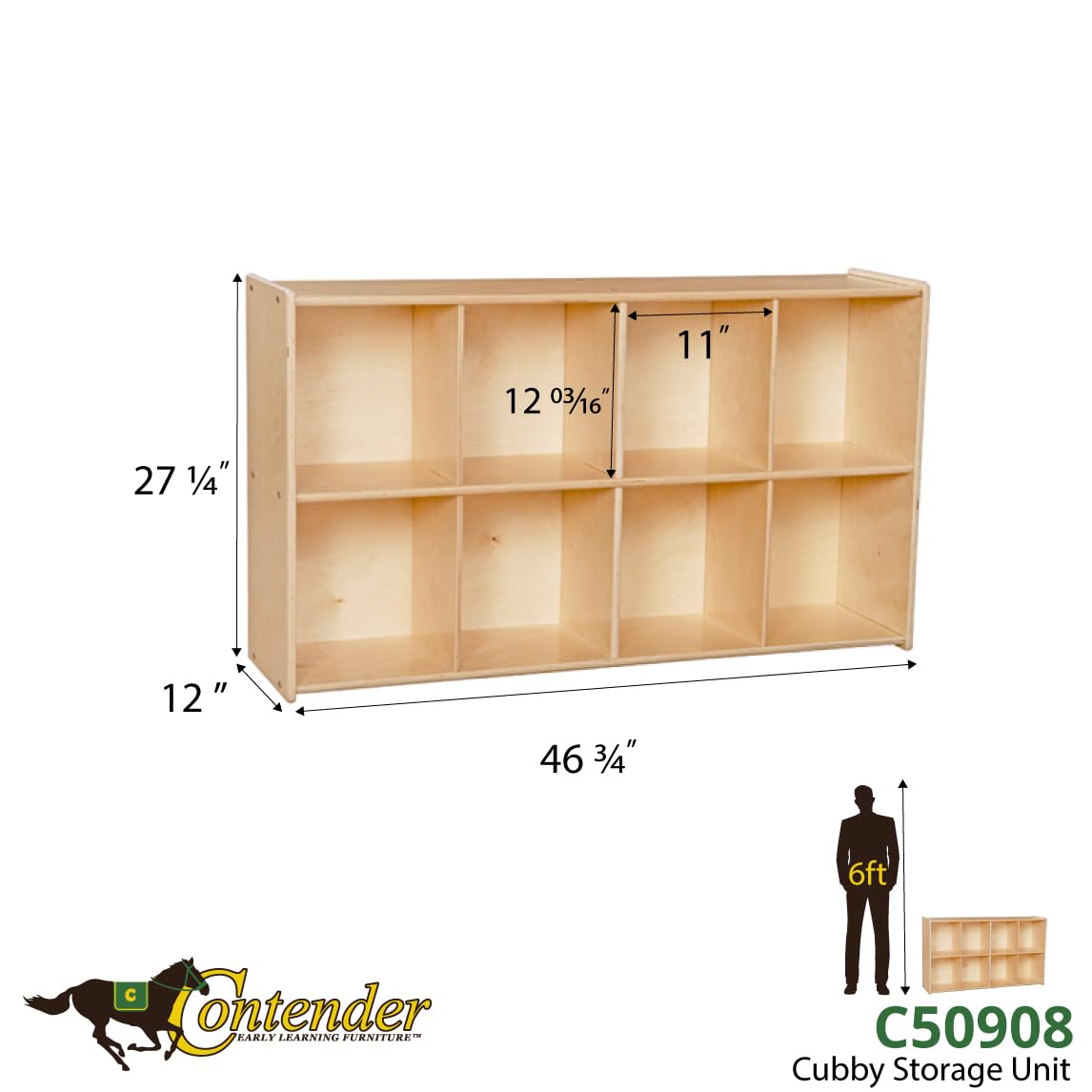 Contender Birch 8-Cubby Storage Unit - Montessori Cube Locker Shelf for Organizing Backpacks, Toys & Books - 2-Tier Shelving Unit for Classroom, Living Room or Office - Perfect for Kids' Room, Playroom & Home Organization