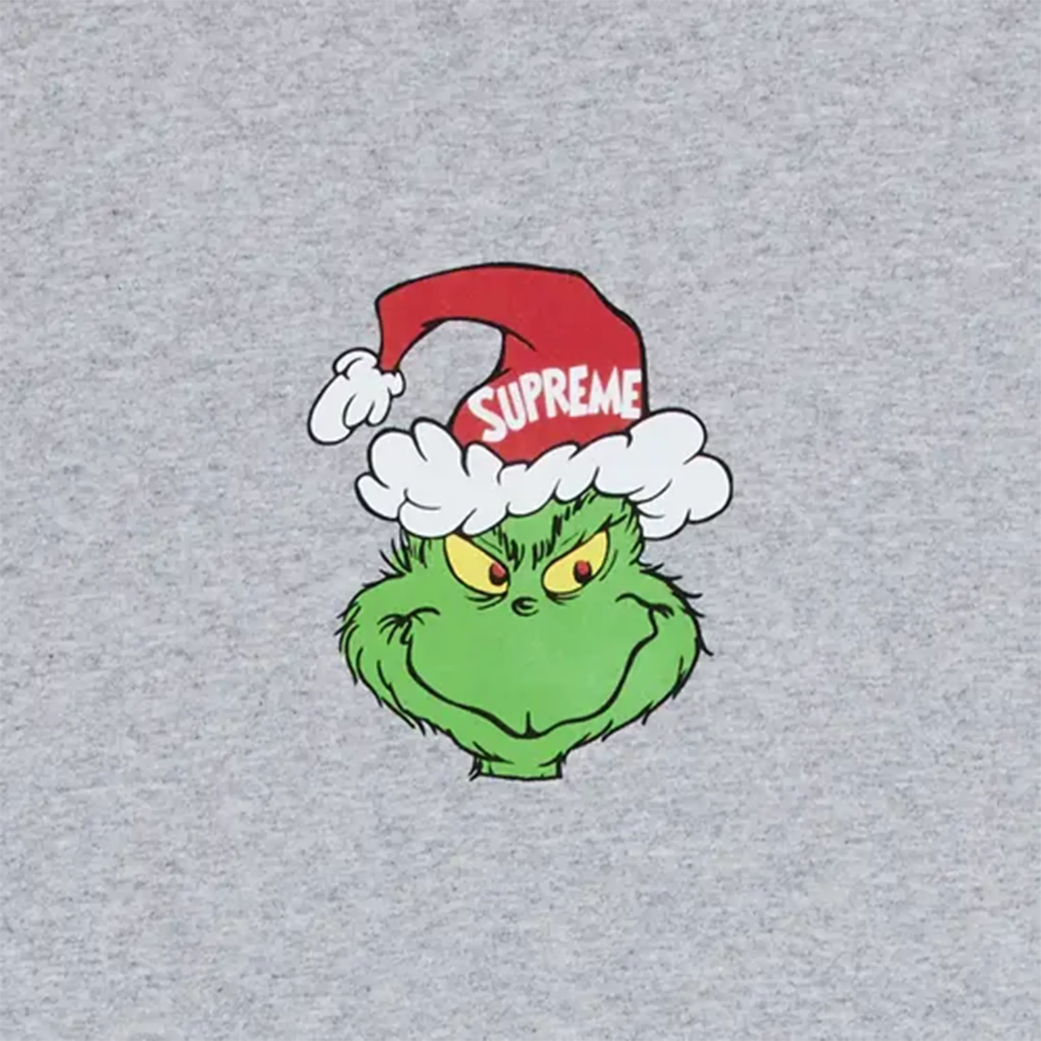 Supreme Grinch T-Shirt for Men & Women - Heather Grey Cotton Graphic Tee - Christmas Holiday Party Outfit & Casual Wear