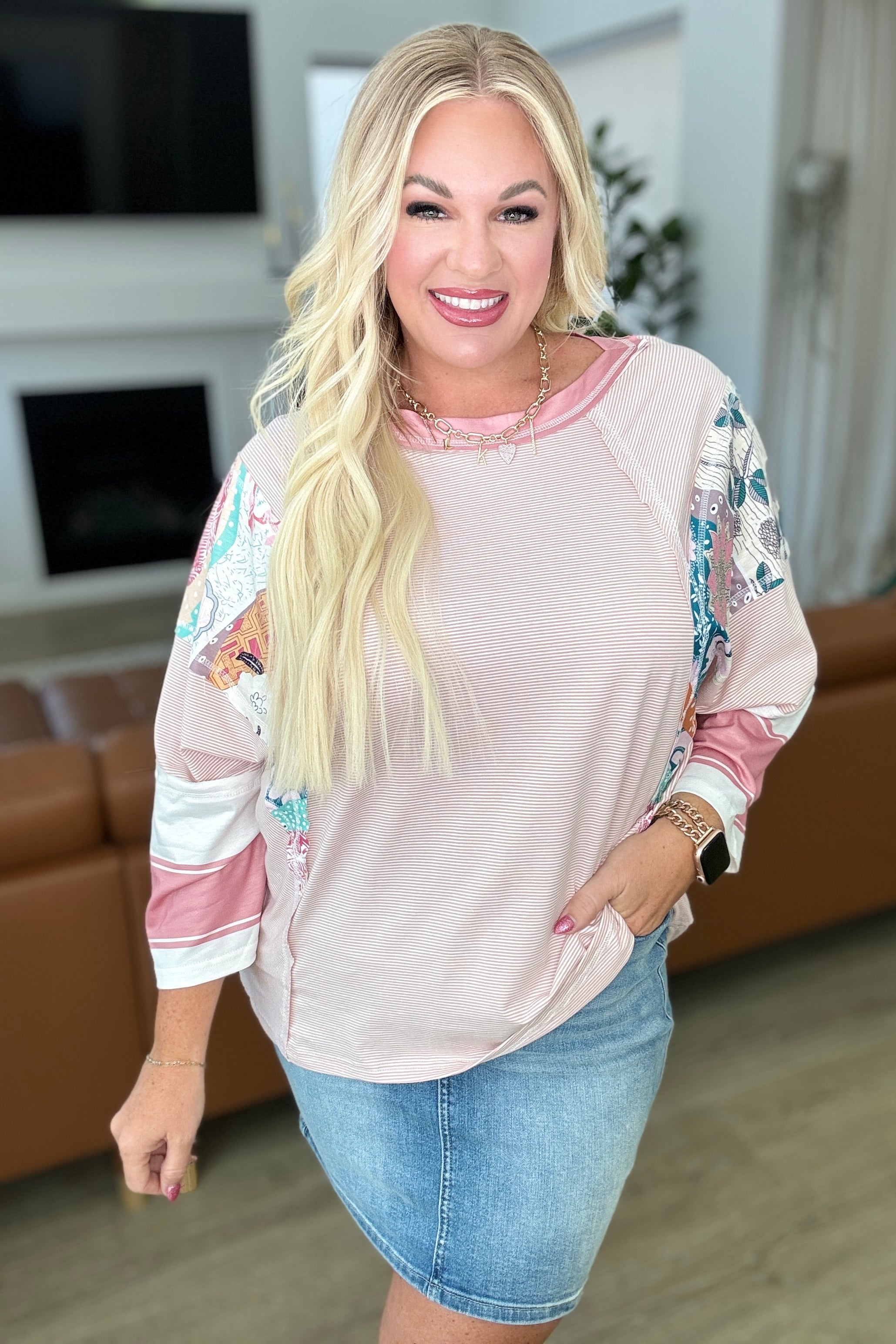 New Chapter Floral Color Block Patchwork Top - Stylish Women's Blouse for Casual Wear, Office Outfits & Spring Fashion