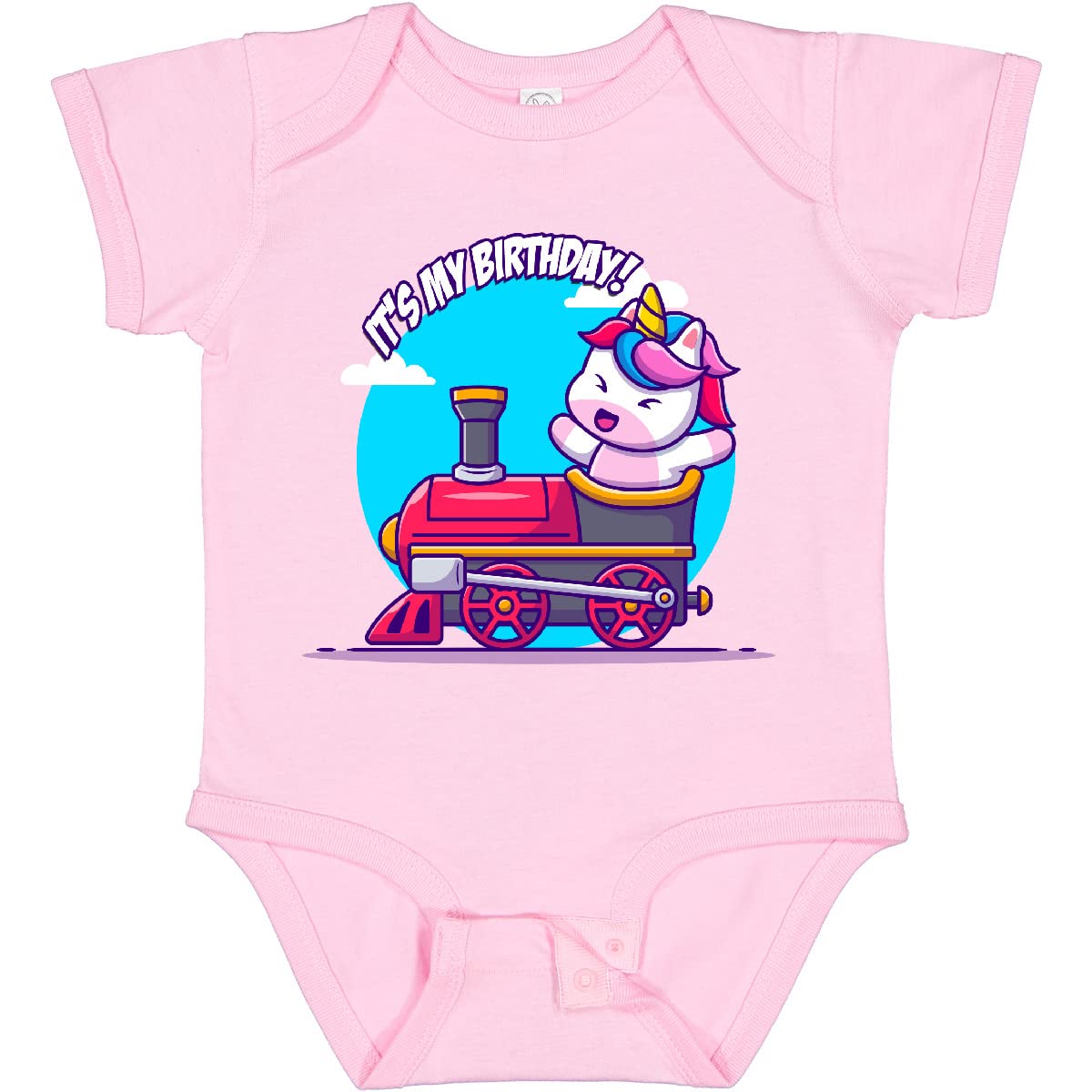 Inktastic Unicorn Birthday Train Baby Bodysuit - Cute Outfit for Baby Girls & Boys | Perfect for Birthday Parties, Photoshoots & Special Occasions