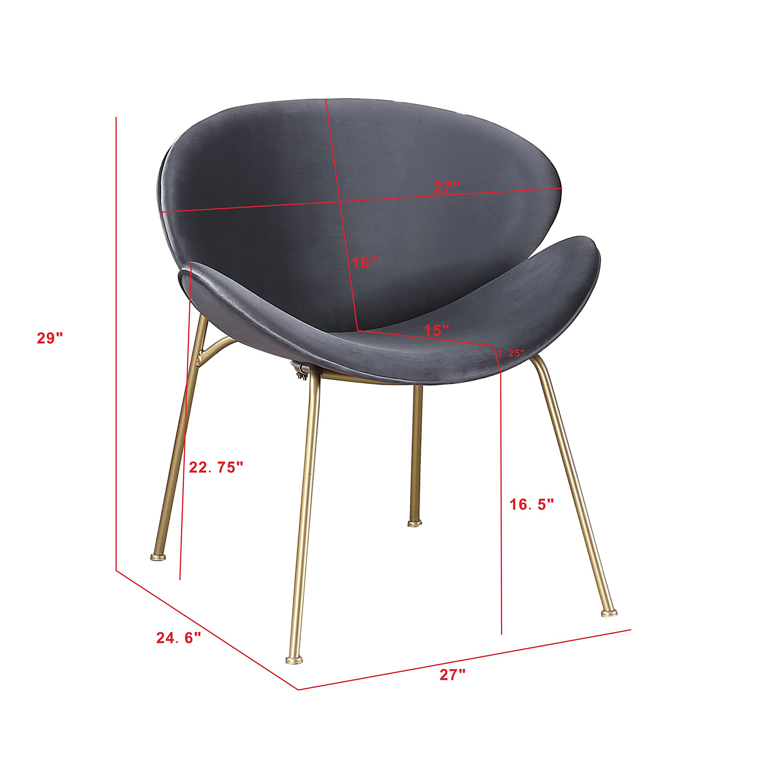 Velvet Dining Chairs Set of 2 - Modern Side Chairs with Golden Legs & Curved Back, Comfy Vanity & Reading Chairs for Bedroom, Living Room, Kitchen | Perfect for Dinner Parties, Home Office & Relaxing