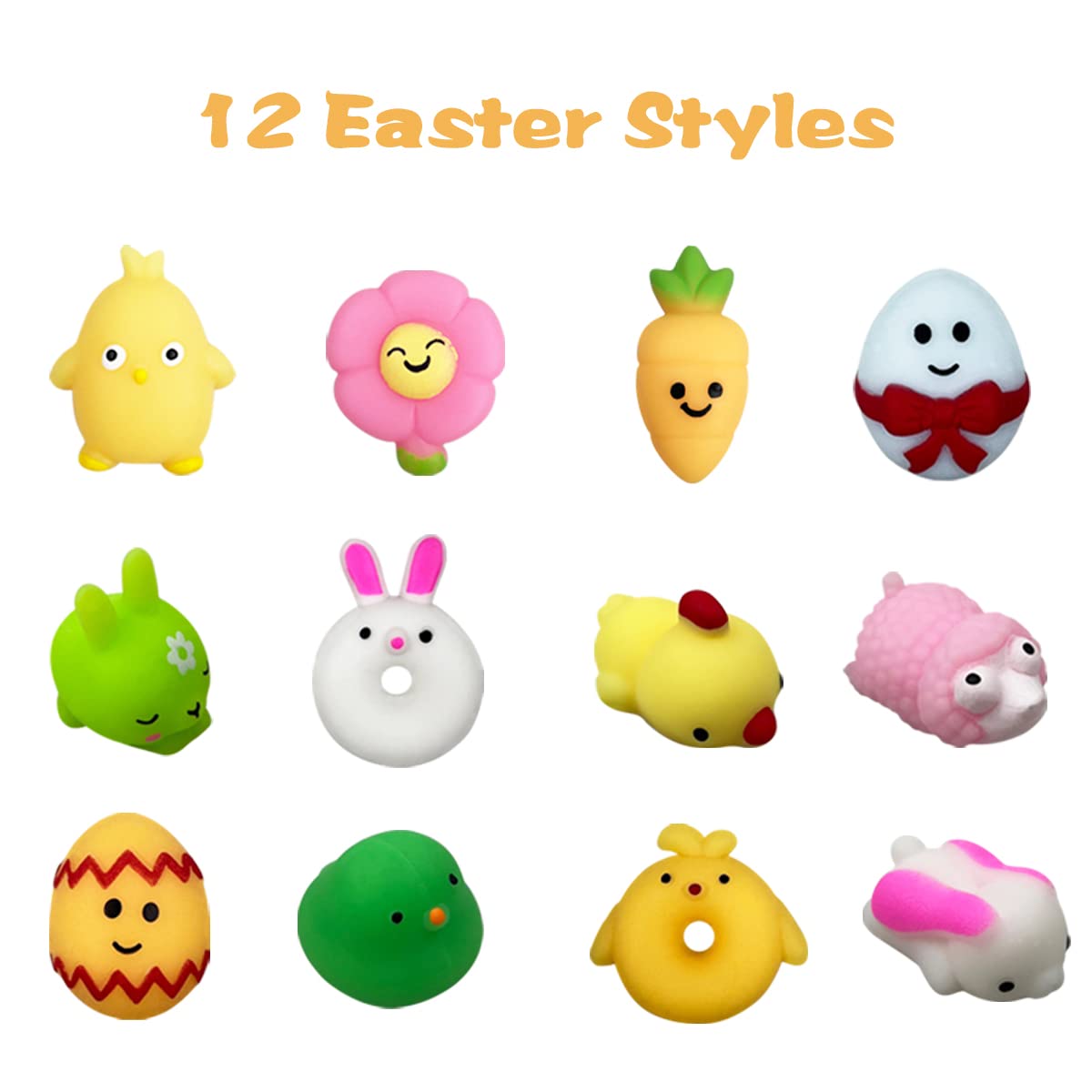 24 Pack Plastic Prefilled Easter Eggs with Squishy Mochi Toys Inside - Easter Basket Stuffers for Kids, Boys & Girls - Fun Easter Party Favors & Gift Fillers for Toddlers (Great for Easter Egg Hunts & Classroom Activities)