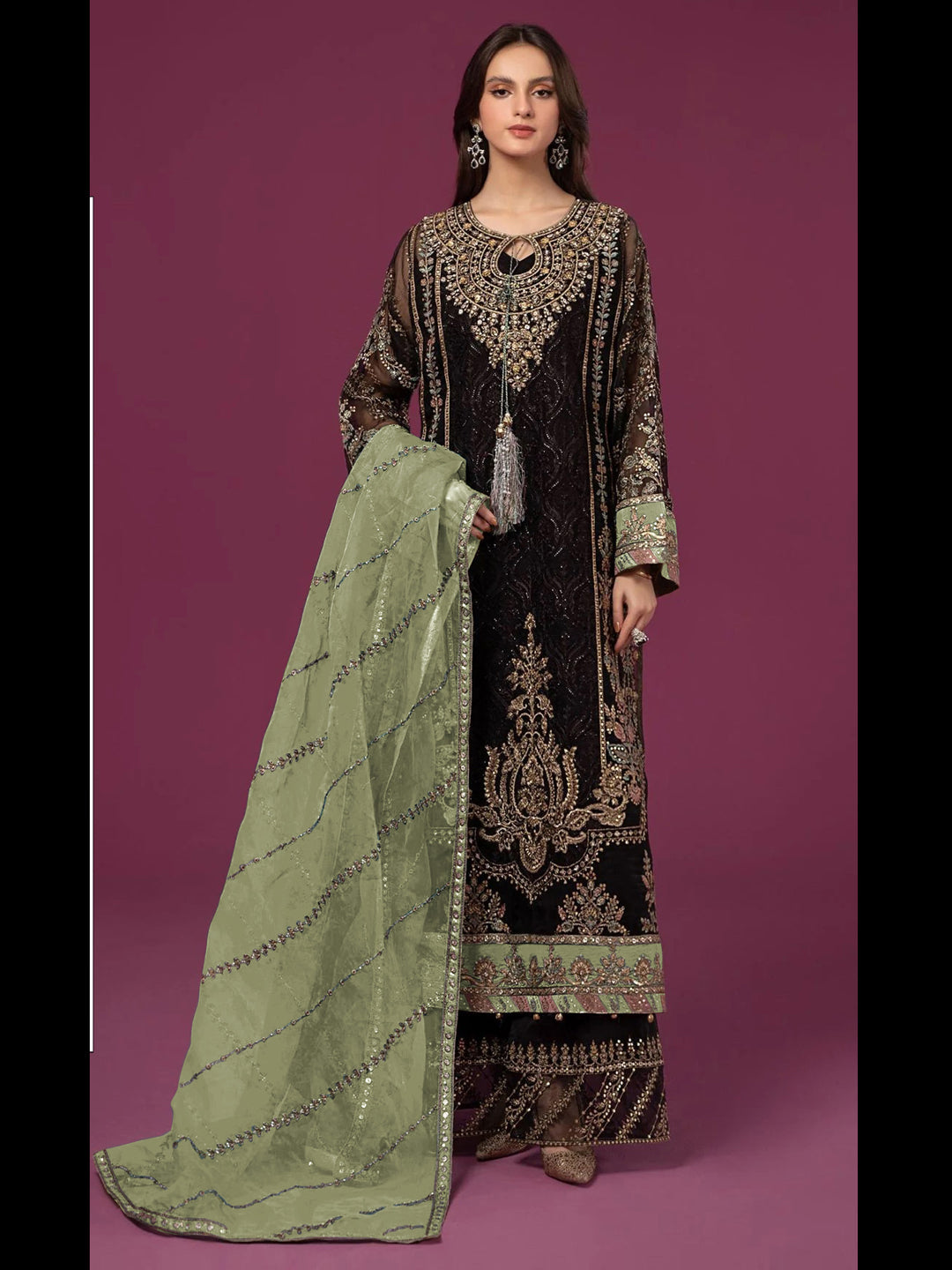 Elegant Black Designer Semi-Stitched Palazzo Suit with Exquisite Embroidery - Perfect for Weddings, Parties & Festive Occasions