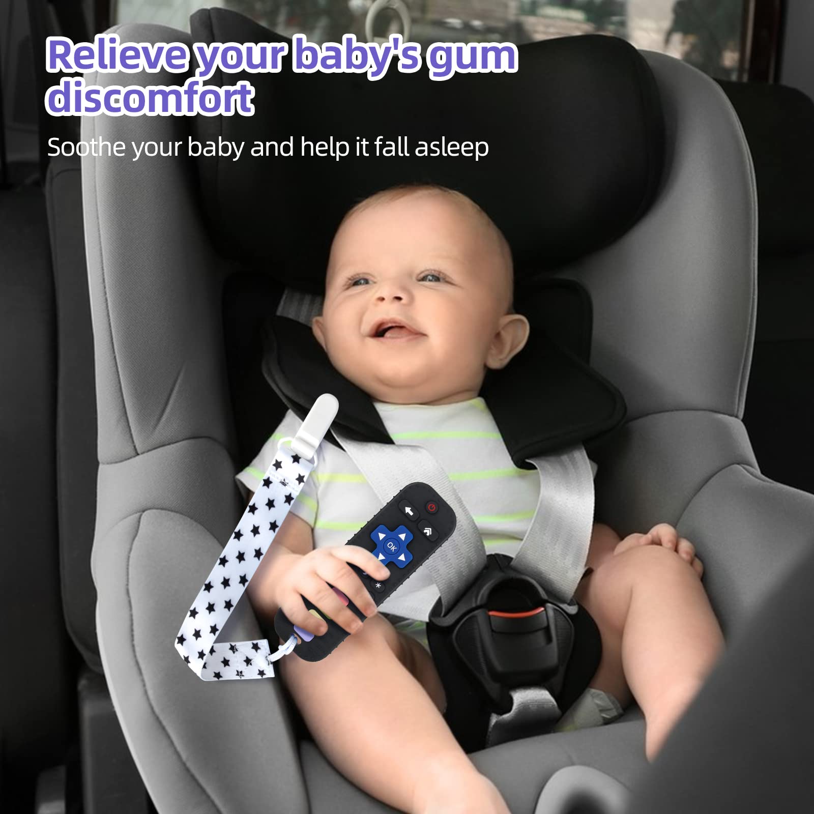 Chuya Baby Teether Toy - Safe Chew Toy for Infants 3-24 Months, TV Remote Control Shape for Teething Relief, Black - Perfect for Home, Travel, and Daycare Use